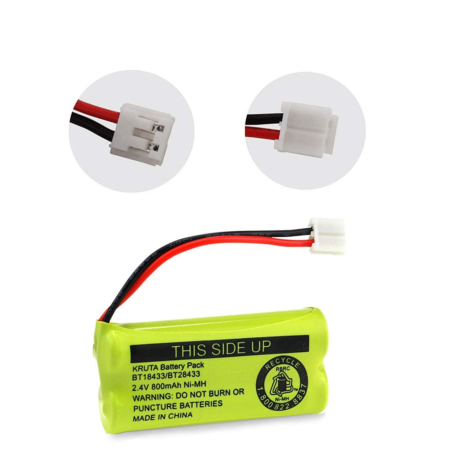 Kruta Bt18433/Bt28433 800Mah 2.4V Ni Mh Cordless Phone Battery Compatible With At&T And Vtech Bt18433 Bt28433 Bt184342 Bt284342