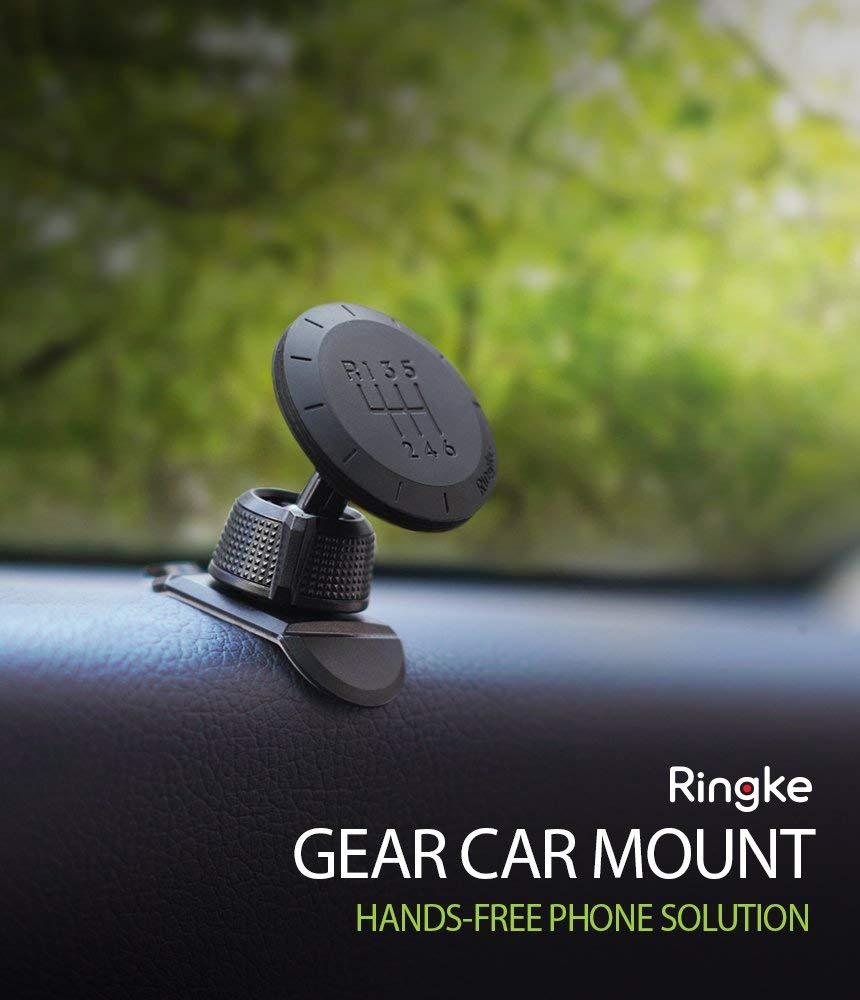 Ringke Magnetic Gear Phone Car Holder With Carbon Fiber Pattern Swivel Lock Universal Powerful Neodymium Magnet 360 Rotation Pre