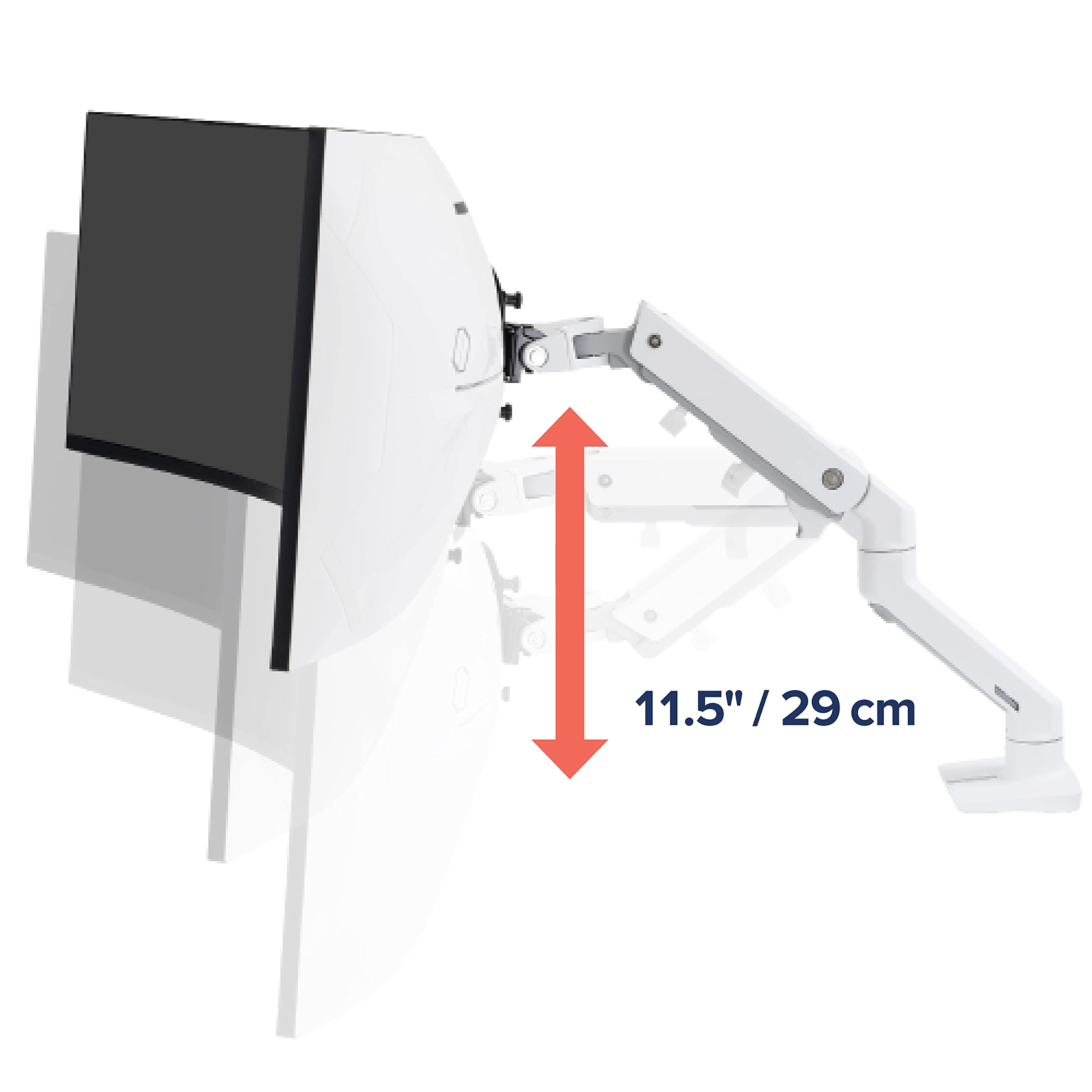 Ergotron � HX HD Premium Heavy Duty Gaming Monitor Arm, Single Monitor Desk Mount � for 1000R Curved Ultrawide Monitors Up to 49 Inches, 28 to 42 lbs, VESA 75x75mm or 100x100mm � HD Pivot, White