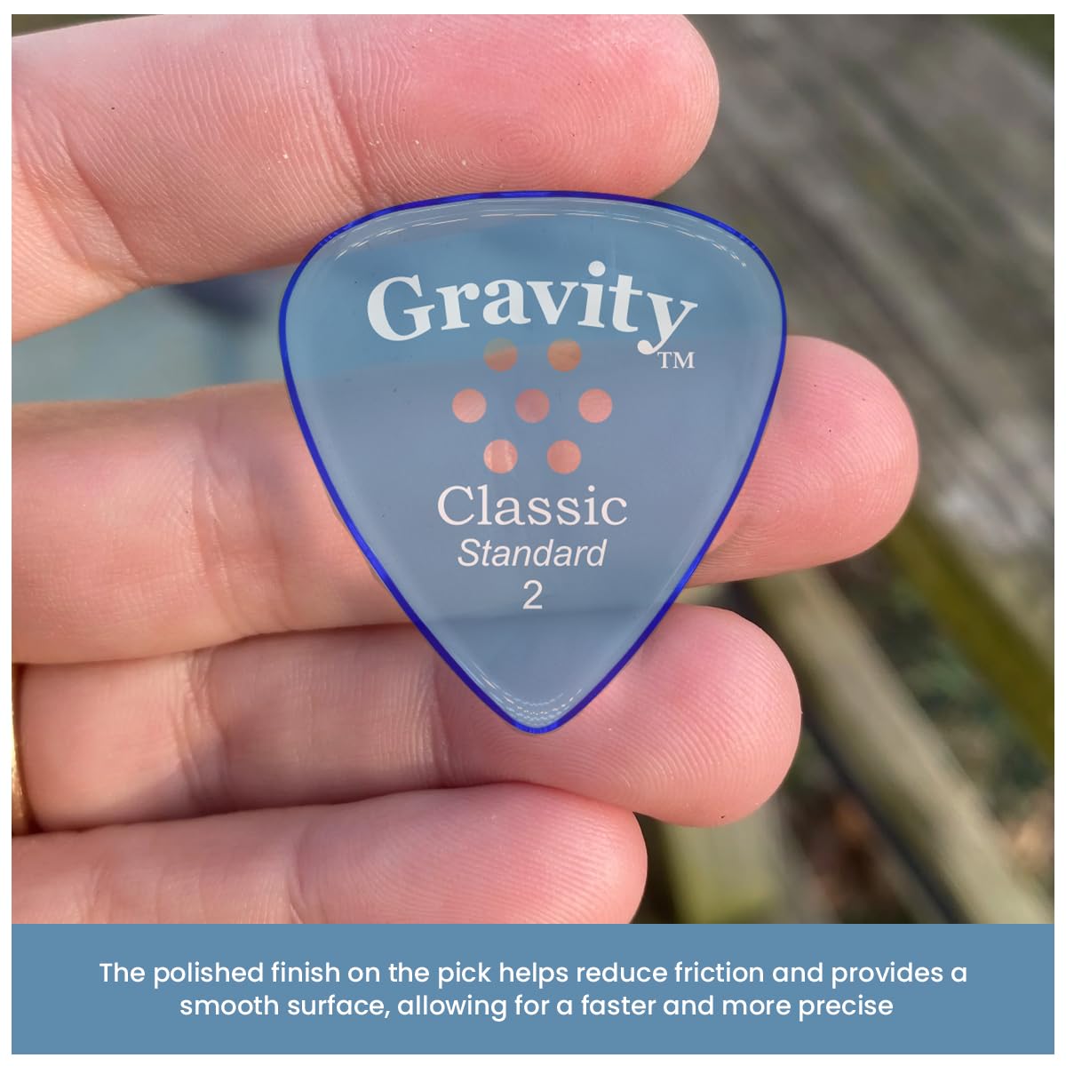 Gravity Picks Classic Guitar Pick   2.0Mm Blue   Polished W/Multi Hole Grip