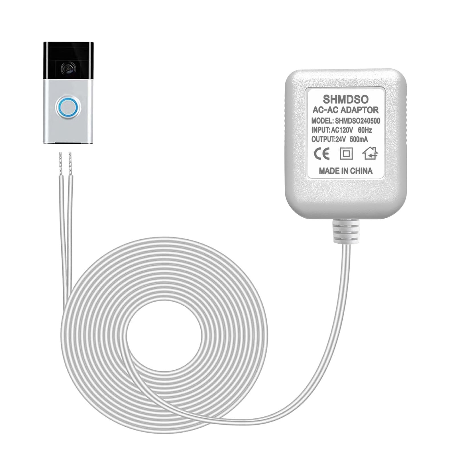 24V Doorbell Transformer,33 Foot Length Output Line 24V500Ma Video Doorbell Power Adapter, Compatible With Arlo, Nest, Wyze, Euf