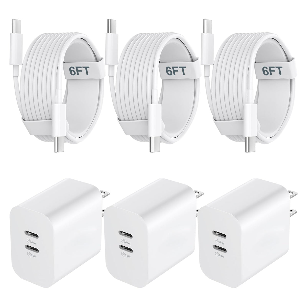 Phone 15/15 Pro Max Charger Fast Charging, 20W Dual Port Usb C Fast Wall Charger Block With 6Ft Usb C To C Charging Cable For Ip