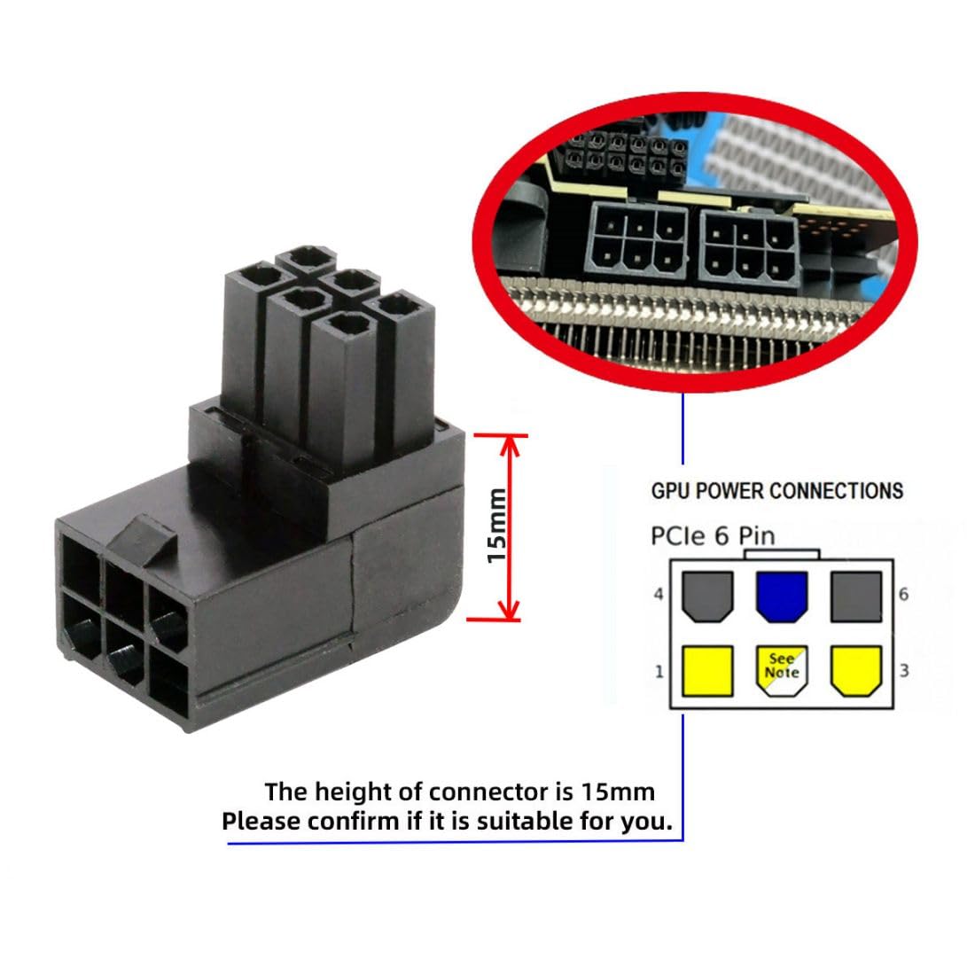chenyang 2 Pack ATX 6Pin 90 Degree Angled GPU Graphics Card Power Connector Adapter