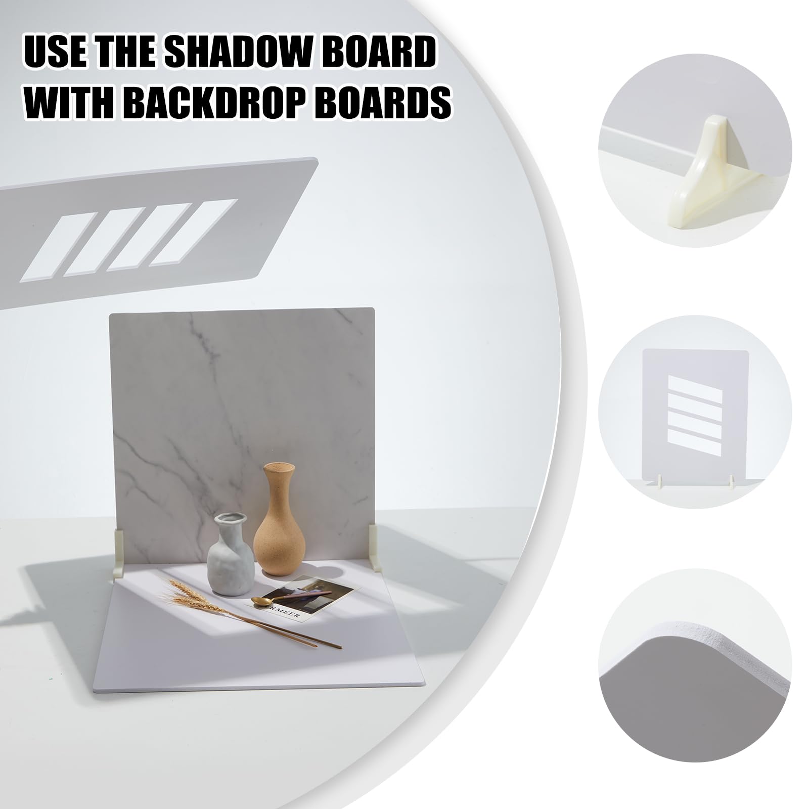 Beiyang 4Pcs 16X16 Inch Backdrop Boards And 1Pcs 15X19 Inch Window Shadow Pane, Perfect Backdrop Kit For Small Product Such As F