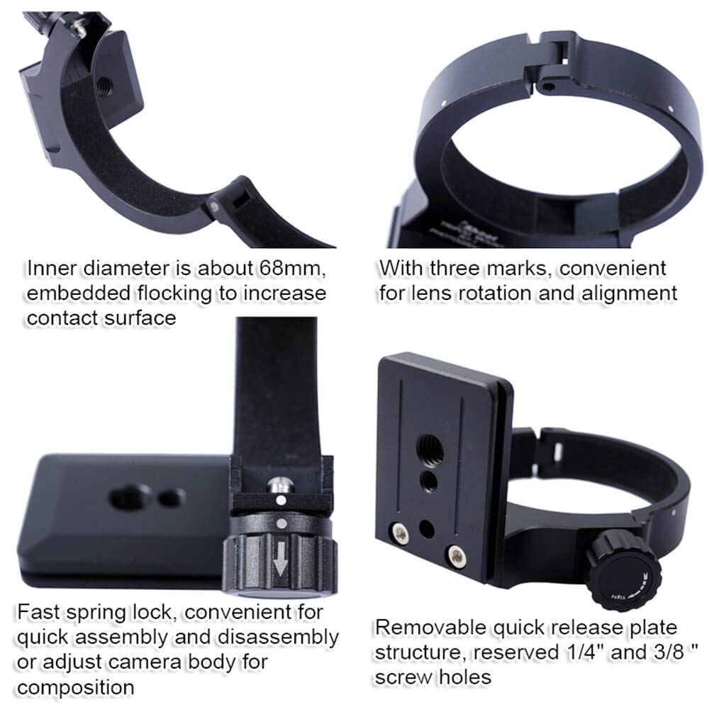 Ishoot Improved 68Mm Lens Collar Tripod Mount Ring For Nikon Af S 300Mm F/4E Pf Ed Vr And Nikon Af S 70 200Mm F/4G Ed Vr Lens, W
