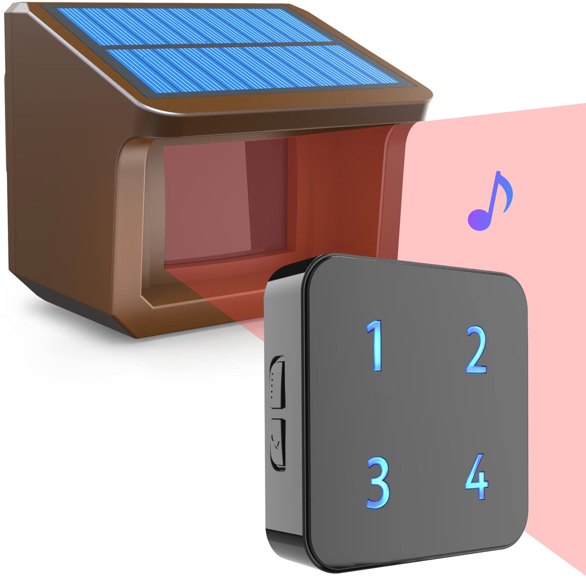 Driveway Alarm System  Htzsafe 1/2Mile Solar Driveway Alarm System  Up To 70Ft Wide Sensor Range  Fully Weatherproof Outdoor Motion Sensor&Detector Diy Security Alert System 1 Receiver And 1 Sensors