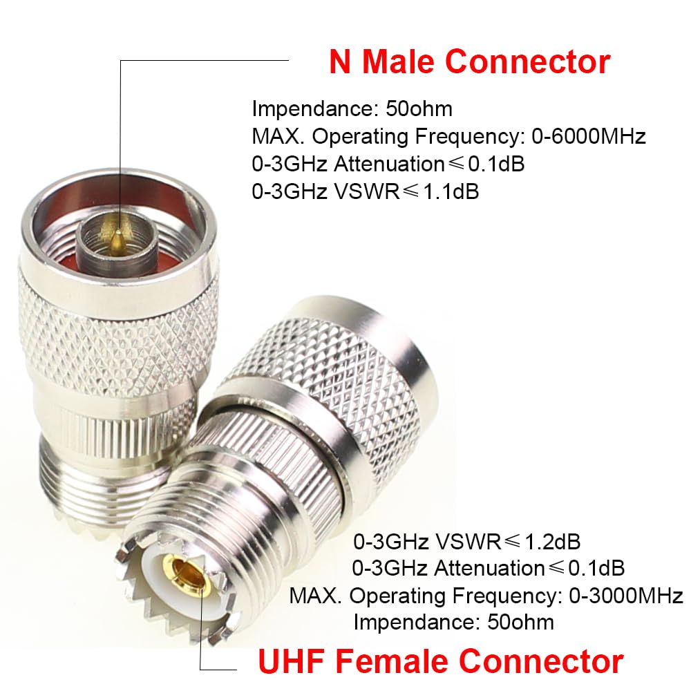 Exgoofit N Male To Uhf Female Pack 3Pcs Rf Antenna Coaxial Coax Adapter So-239 Jack Coax Adapter So239 Connector