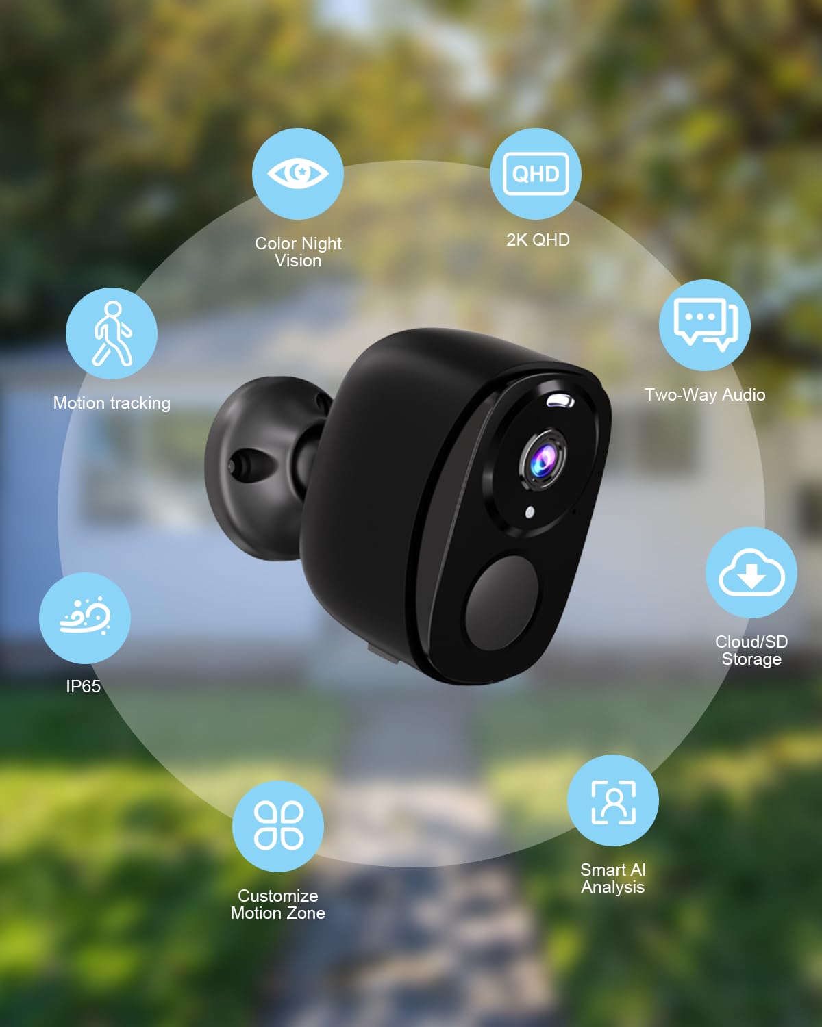 Elecctv Security Cameras Wireless Outdoor 4Pack, 2K Battery Powered Camera For Home Security With Ip65, Sd/Free Cloud Storage, N