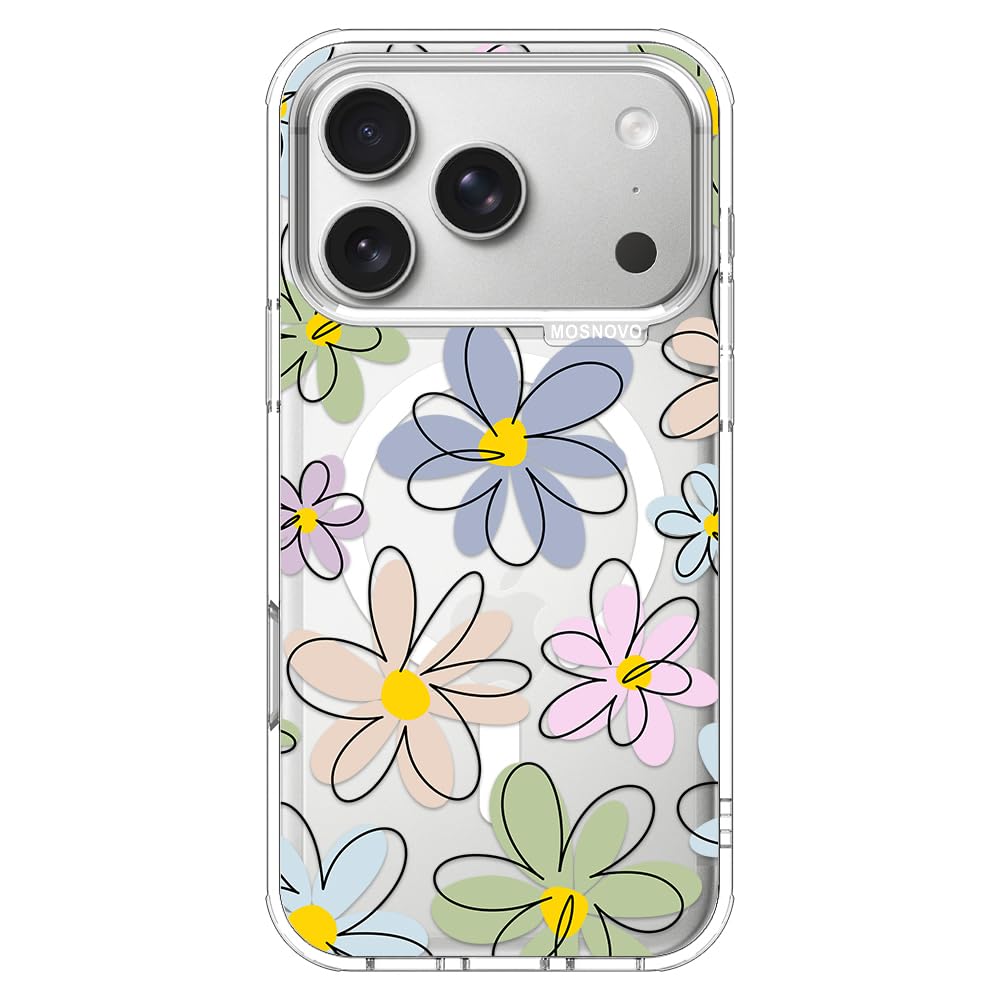 MOSNOVO for iPhone 17 Pro Case | Compatible with Magsafe | Military Grade 6.6ft Drop Tested | Camera Control | Clear with Linear