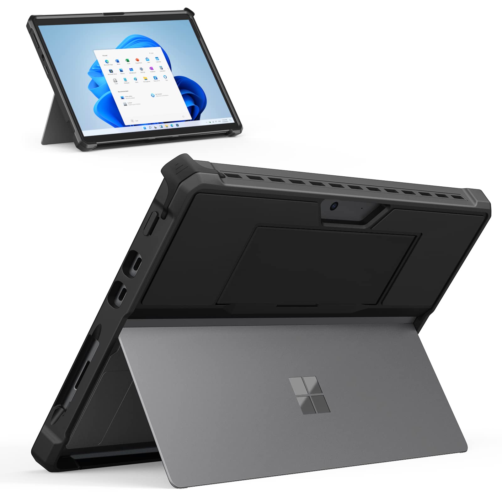 MoKo Case Fits Microsoft Surface Pro 8 13 Touchscreen 2021 Release Tablet, All-in-One Protective Rugged Cover Case with Hand Str