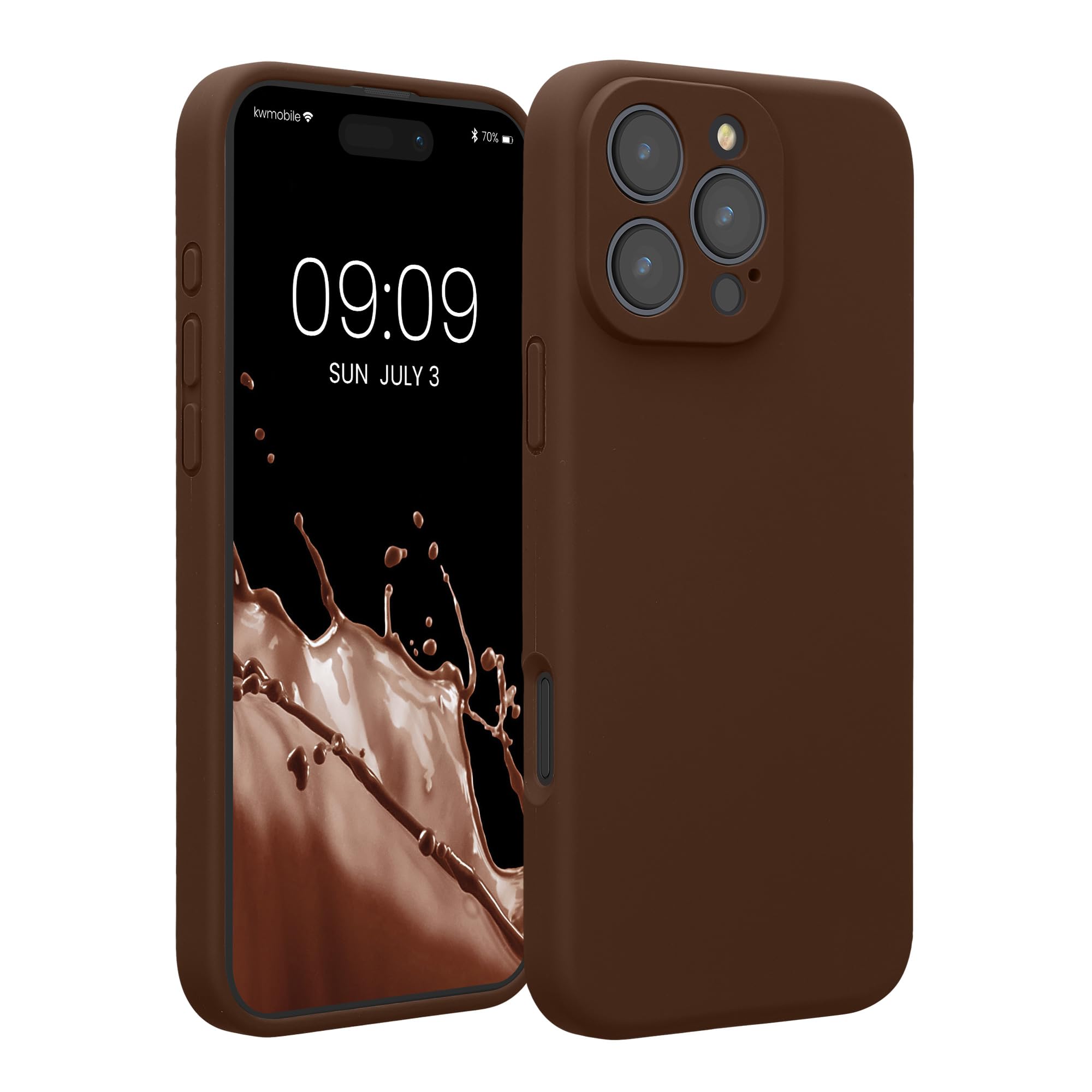 kwmobile Case Compatible with Apple iPhone 16 Pro Max Case - Slim TPU Silicone Phone Cover - Soft Touch Finish - Chocolate