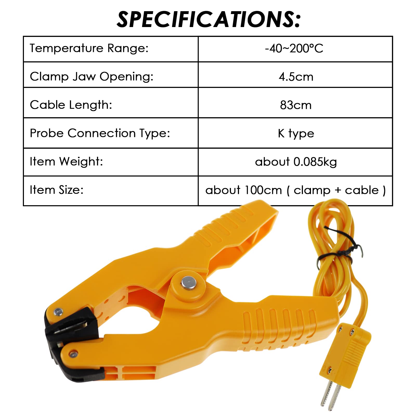 Temperature Clamp Hvac K Type Thermocouple Thermometer Lead Probe Pipe Clamp Multimeter Sensor Fieldpiece Jaw Clip Plumbing Clam