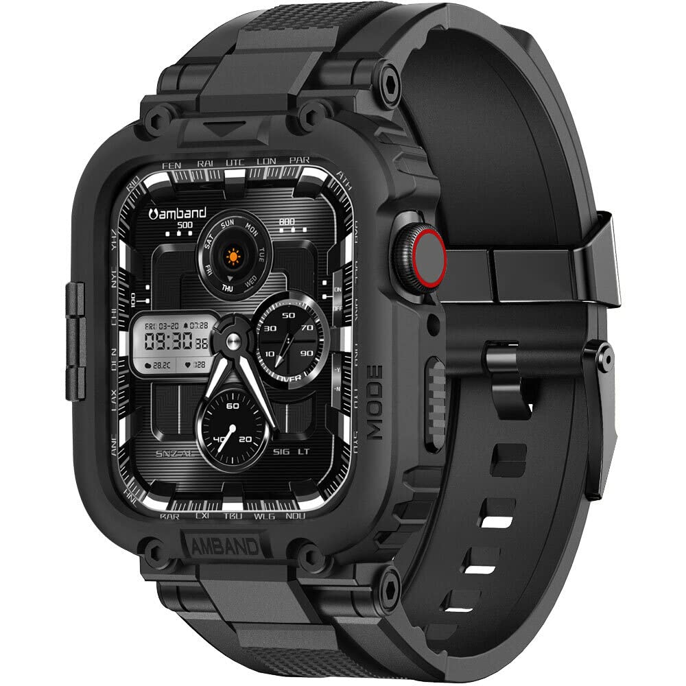 Amband Bands Compatible With Apple Watch 9/8/7 45Mm, M1 Sport Series Rugged Case Protective Cover For Iwatch 6/Se/5/4/3 42/44/45