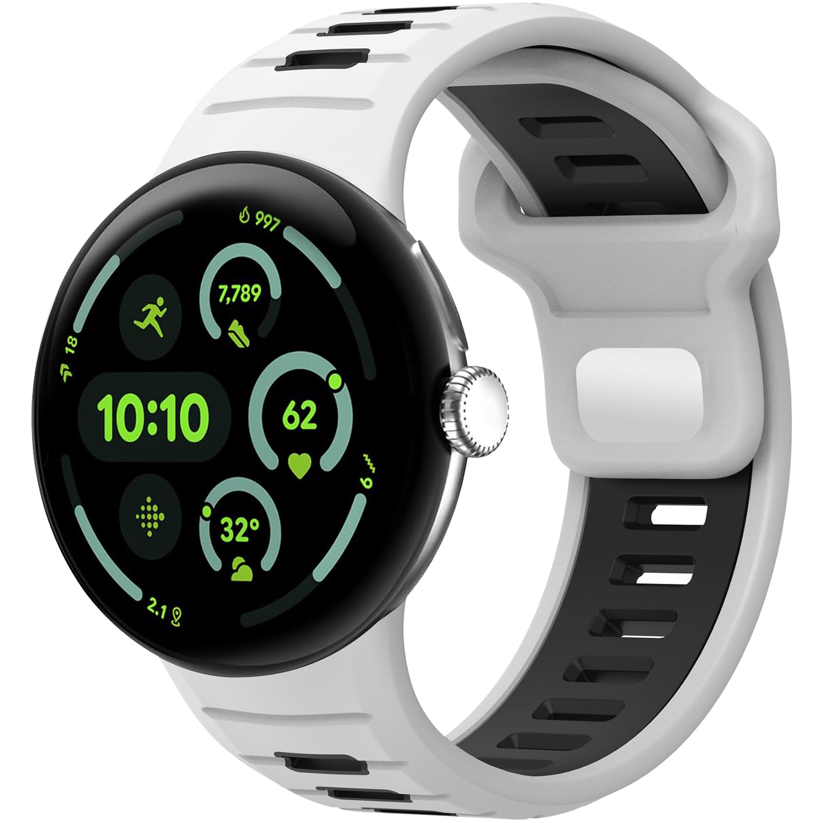 Miimall Band Compatible for Google Pixel Watch 4 (2025)/3 45mm Band, Silicone Sports Strap Rugged Workout Strap Two Tone Adjusta