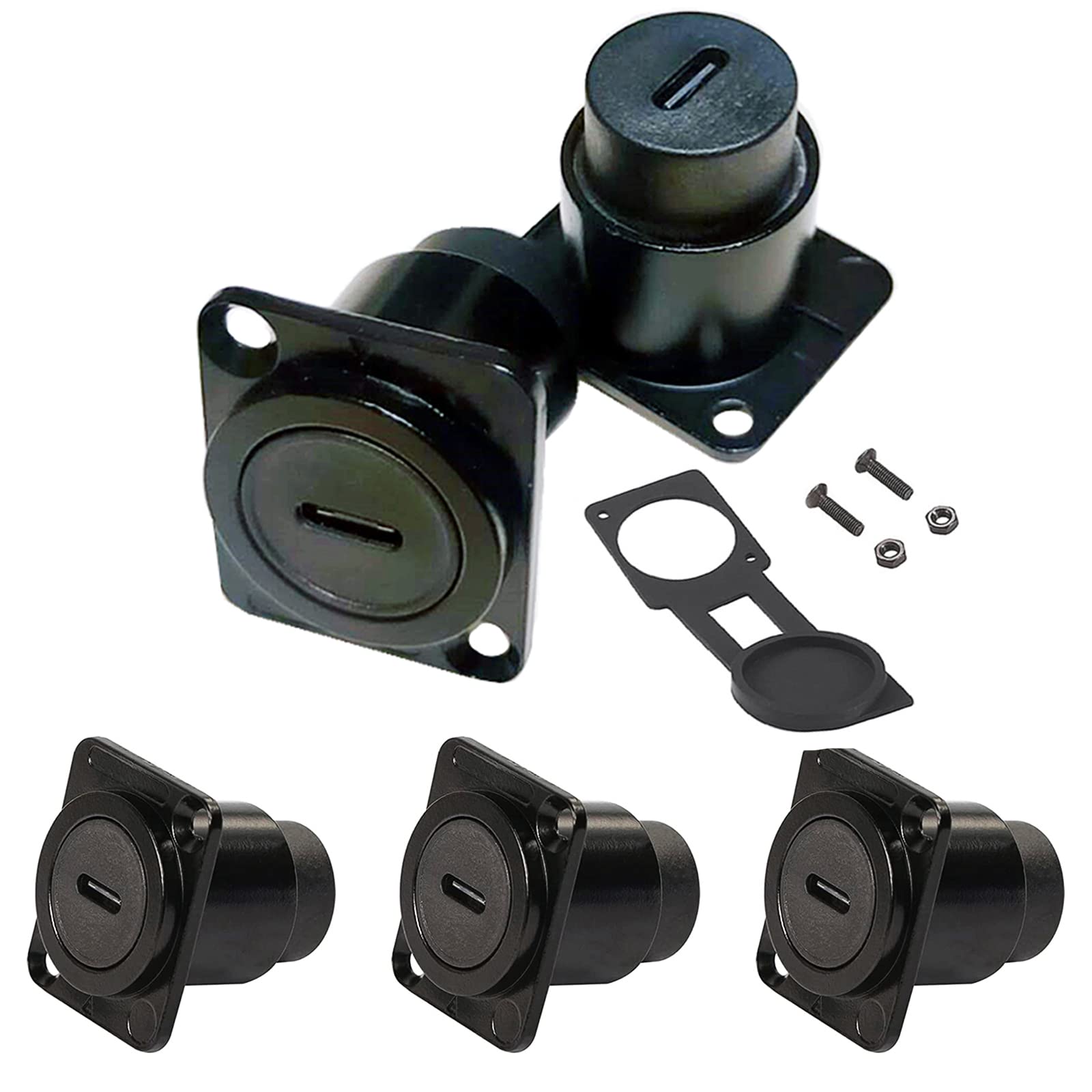 Penglin 5Pcs Usb 3.1 Type C Panel Mount Coupler, Usb C Pass Through Connector, Female To Female Bulkhead Extension Adapter