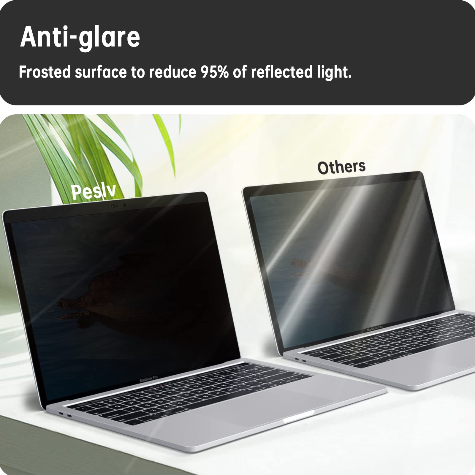 Peslv Magnetic Privacy Screen Compatible With Macbook Pro 15 Inch (2012 2015), Removable Anti Blue Light Glare Peep Filter Black