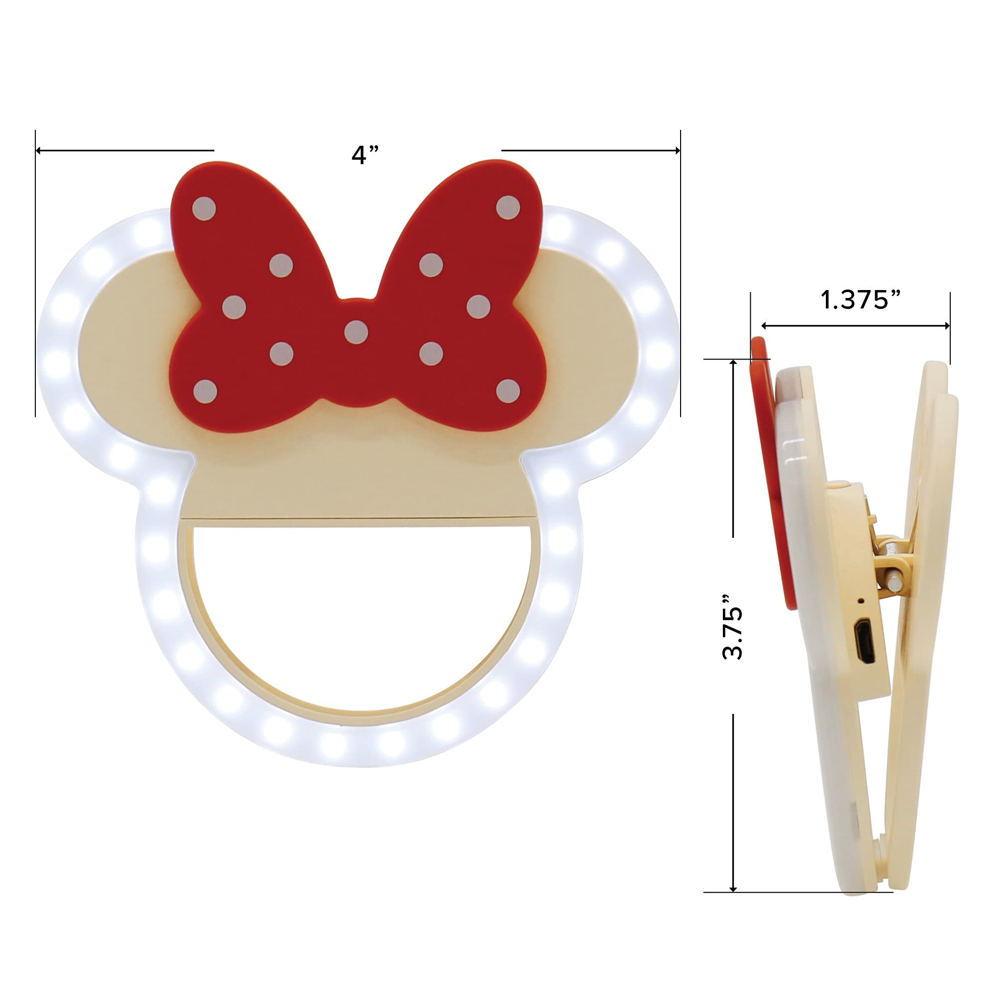 Impressions Vanity Disney Minnie Mouse Glowme Led Beauty Ring Light With 3 Level Adjustable Brightness, Portable Clip On Phone R