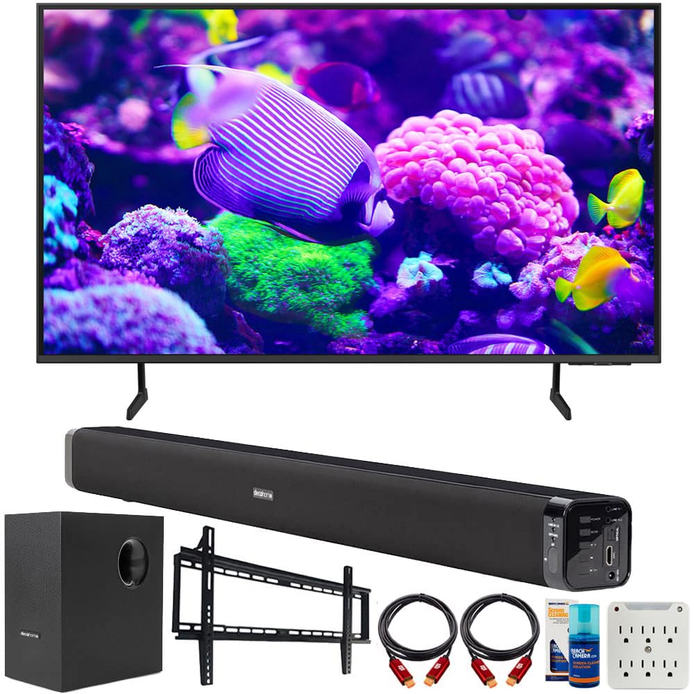 Samsung Un65Du7200Fxza 65 Inch Crystal 4K Uhd Smart Tv (2024 Model) Bundle With Deco Gear Home Theater Soundbar With Subwoofer,