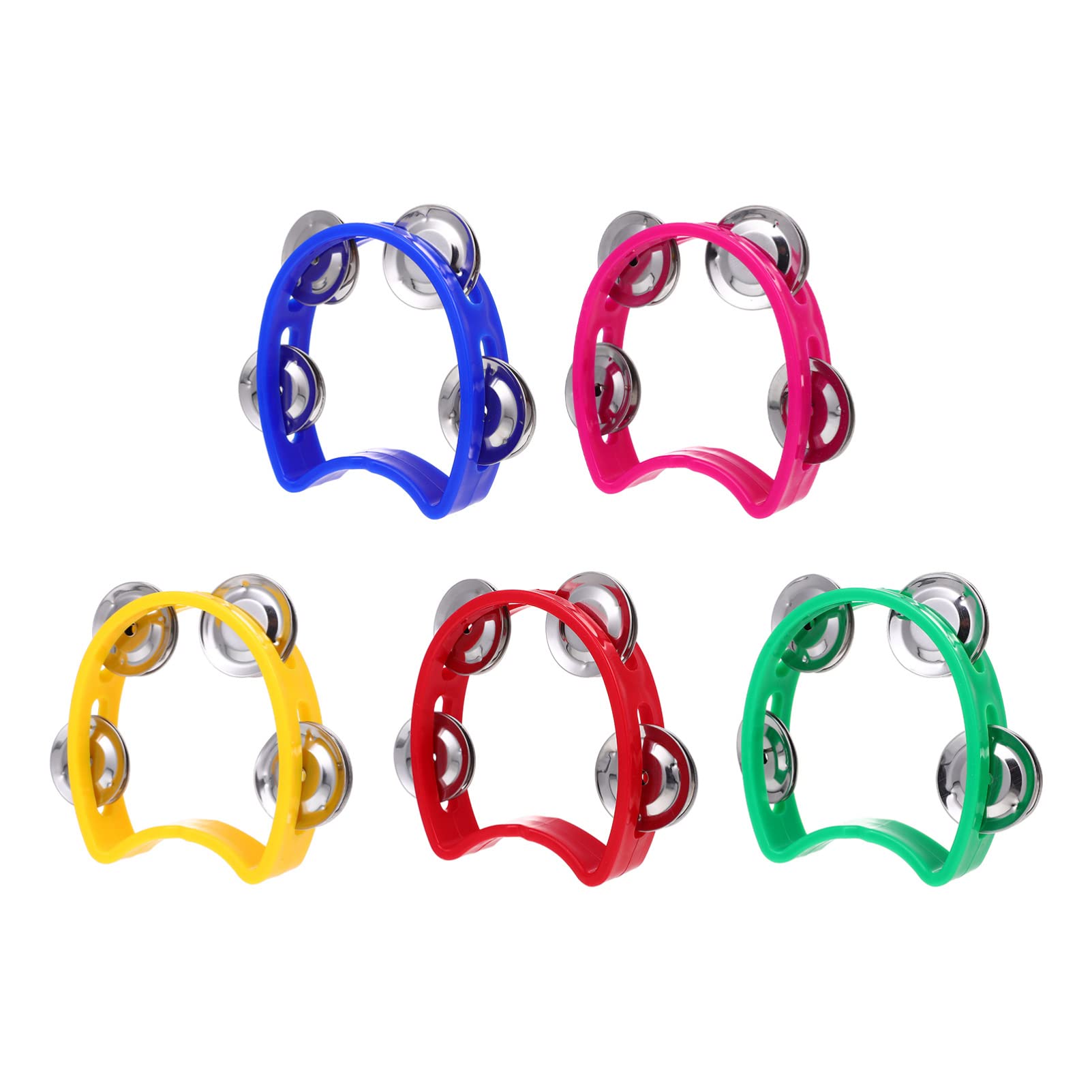 HEALLILY 5pcs Festival Tambourine Party Music Toys Hand Shaking Bells Kids Handbell