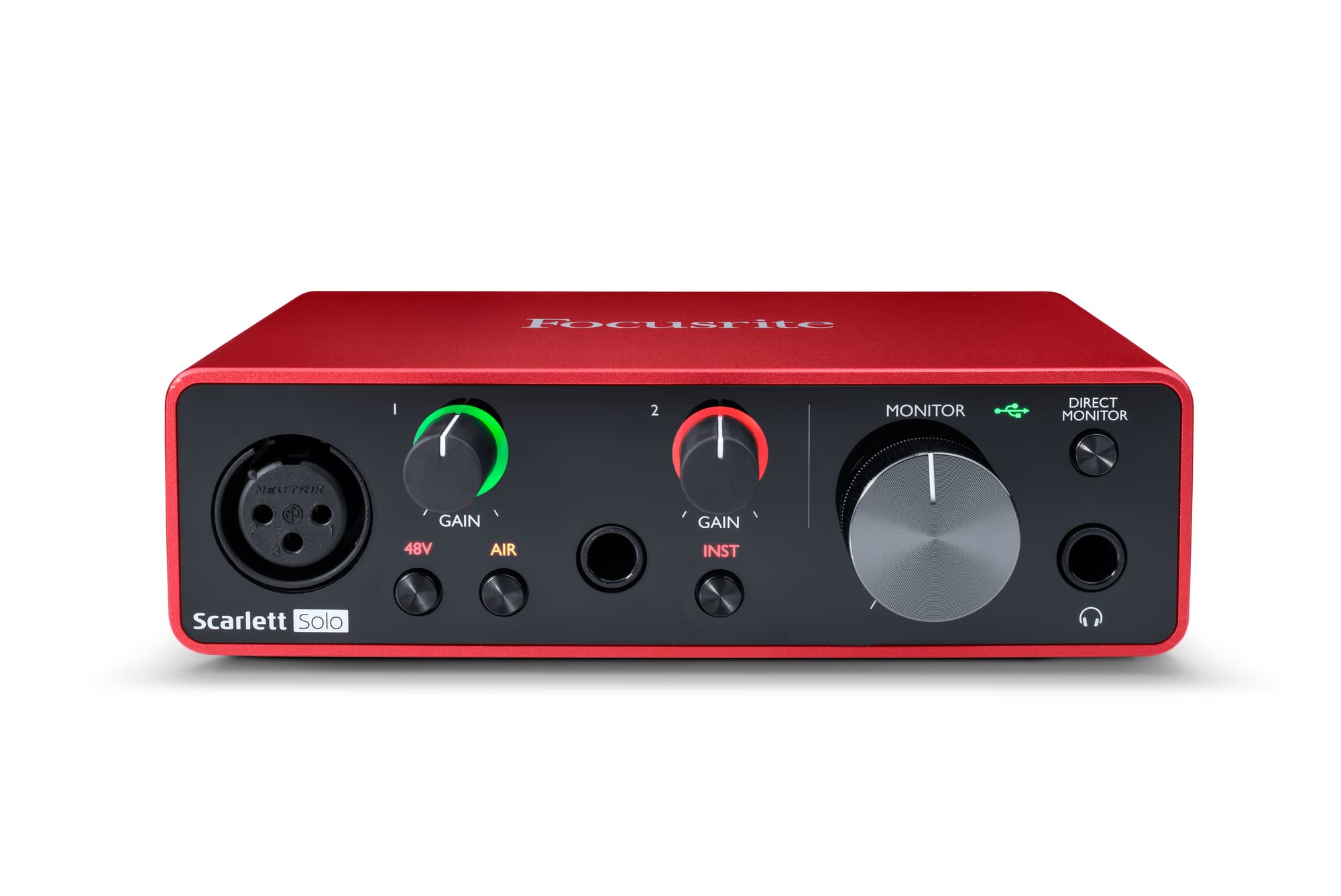 Focusrite Scarlett Solo 3Rd Gen Usb Audio Interface For Guitarists, Vocalists, Podcasters Or Producers To Record And Playback St