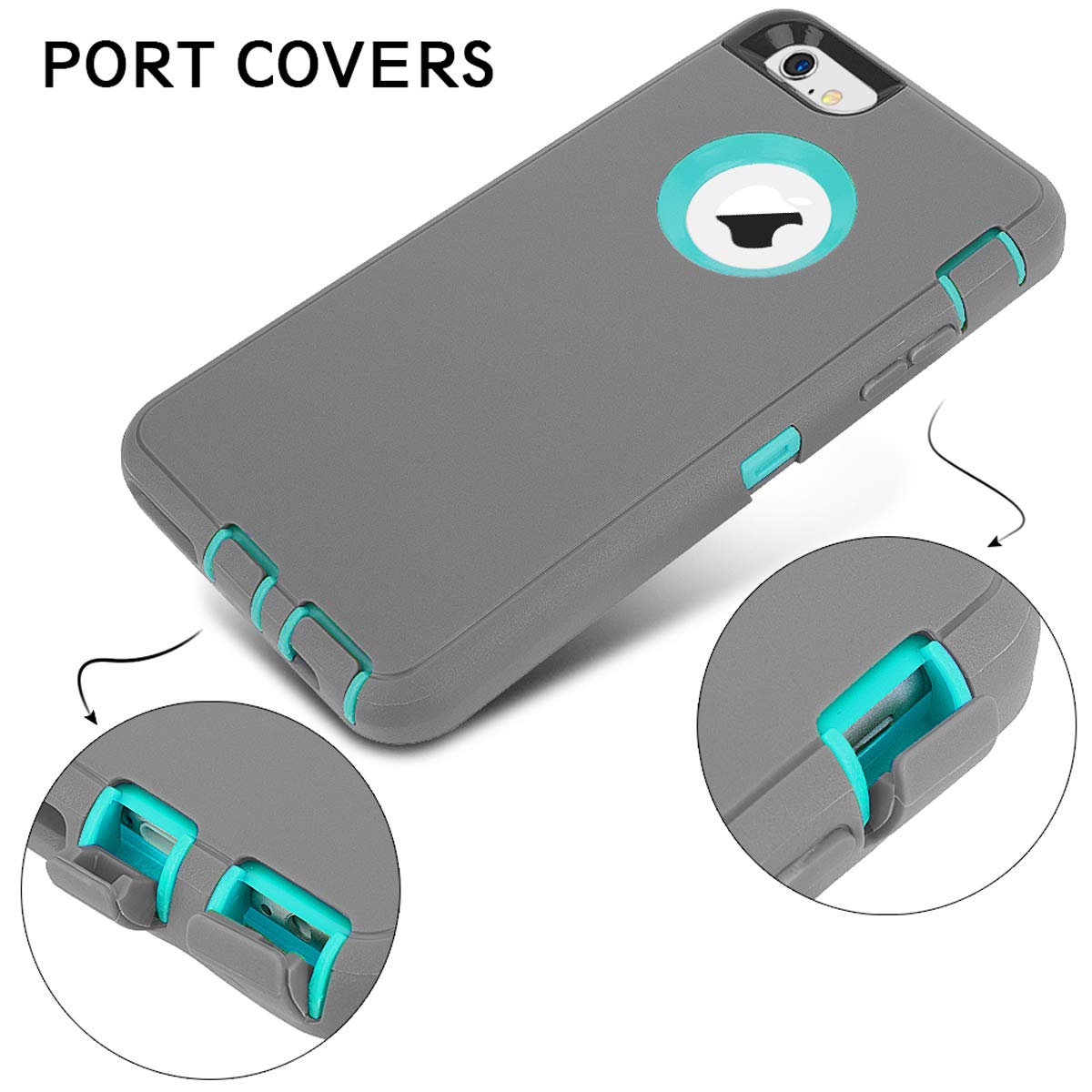 Maxcury For Iphone 6 Case Iphone 6S Case Heavy Duty Shockproof 3 In 1 Soft Silicone Rubber + Hard Pc Bumper Cove With Built-In P