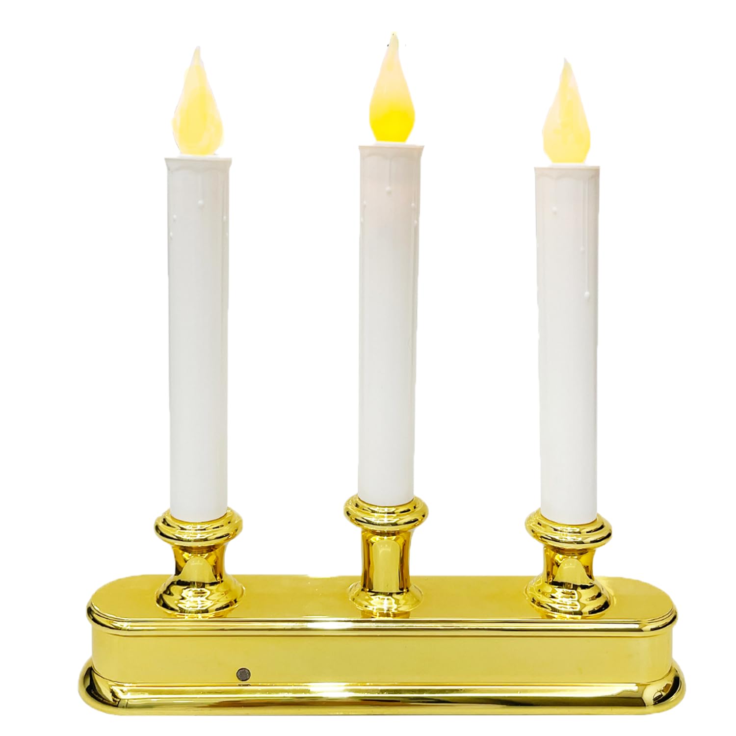 Bokoiuu Christmas Window Candle Lamps, 3 Lights Flameless Flicker Led Lights And Golded Base, Battery Powered Window Candle Fit