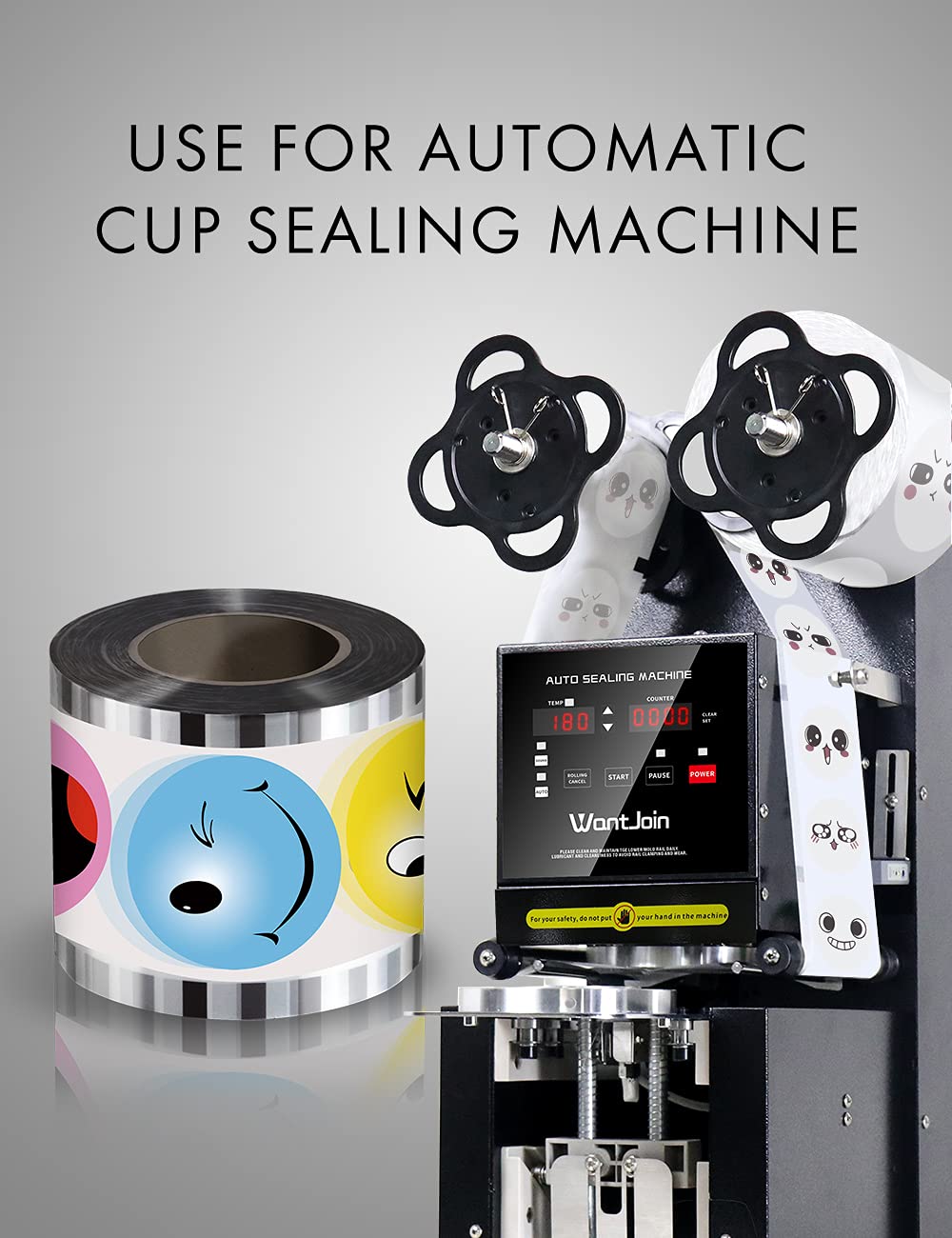 Wantjoin Cup Sealing Film Tea Cup Sealing Film Boba Cup Sealer Film 90 105 Mm 3000 Cups For Pp Plastic And Paper Cups, Light Blue