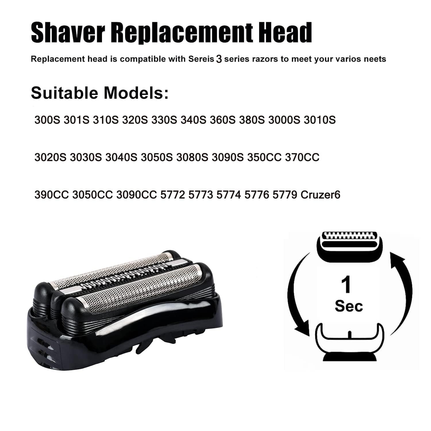 21B Series 3 Shaver Replacement Foil Compatible With Braun Series 3 Replacement Head For Braun S3 Foil Shaver Fit For Electeic R