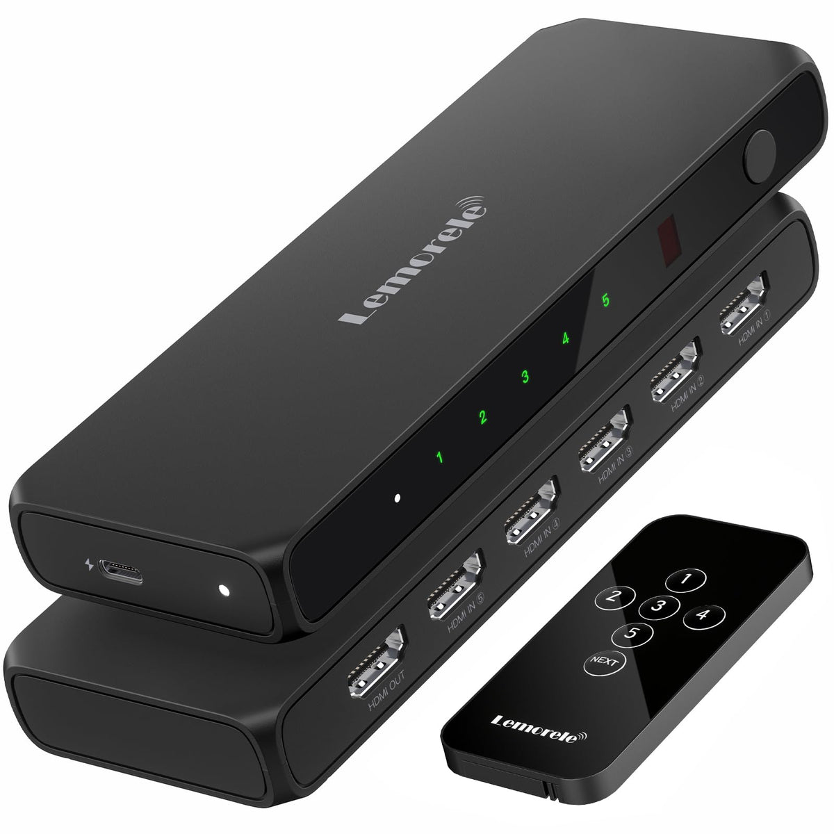 Hdmi Splitter Switch 5 In 1 Out, Lemorele 4K Kvm Switcher Uhd With Remote Control, Supports 30Hz, Uhd, 1080P, Hdcp, Hdr For Fire