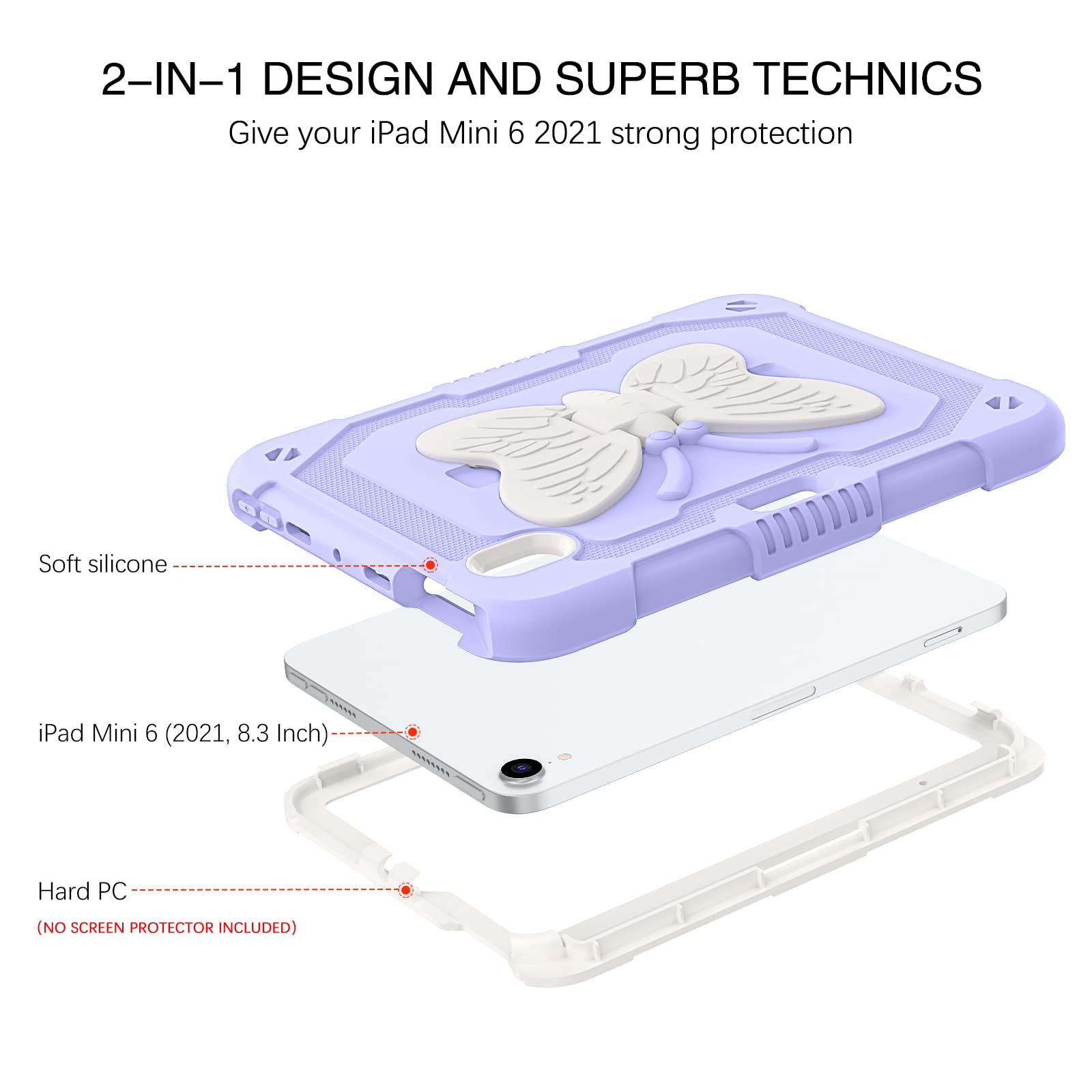 Bentoben For Ipad Mini 7 A17 Pro Case, For Ipad Mini 7Th/6Th Generation Case (2024/2021) With Pencil Holder Kickstand Heavy Duty