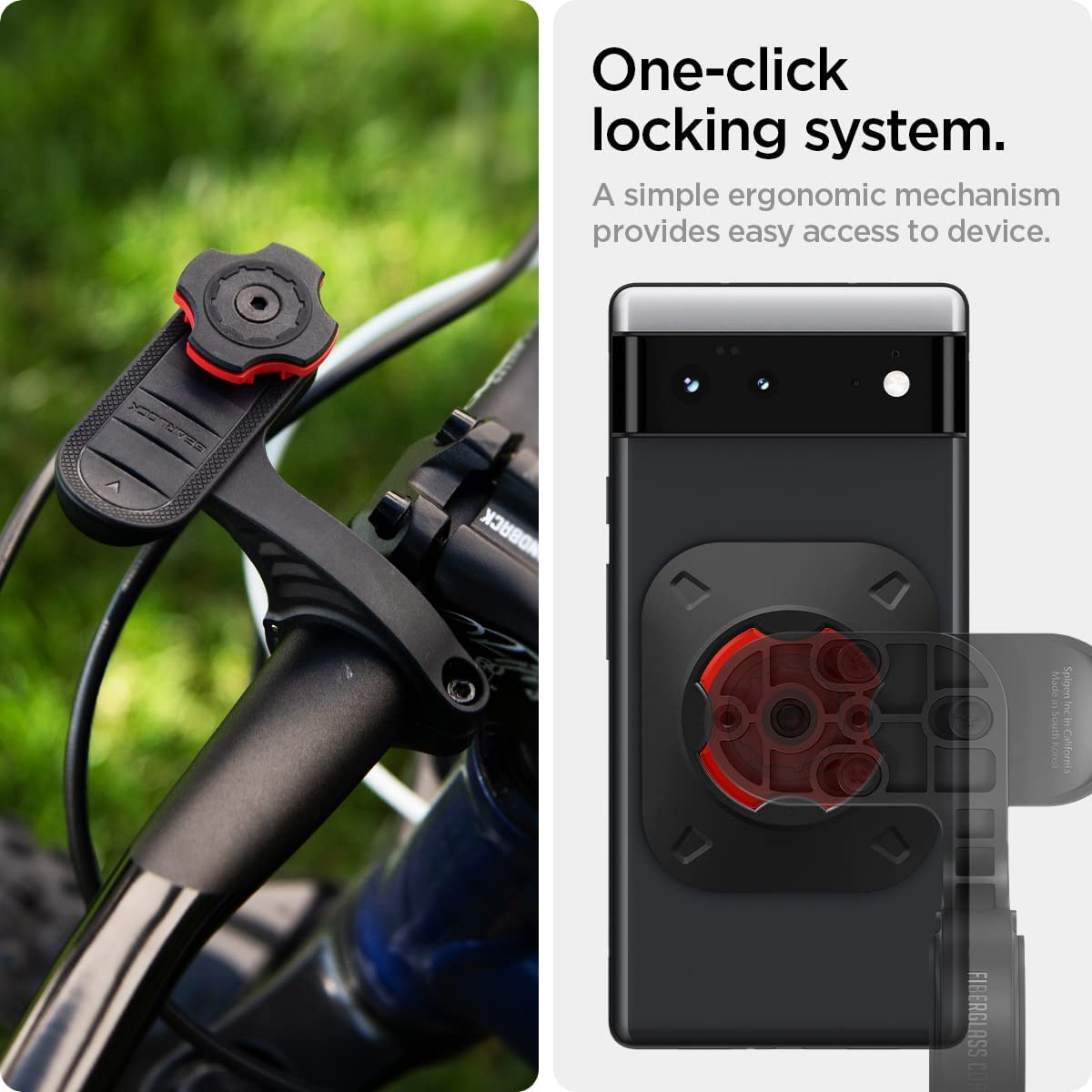 Spigen Life Out Front Bike Phone Mount, Bike Phone Holder With Universal Adapter, Motorcycle Handlebar Mount For Motorcycle, Classic, Electric And Mountain Bike Designed For Iphone & Android Devices