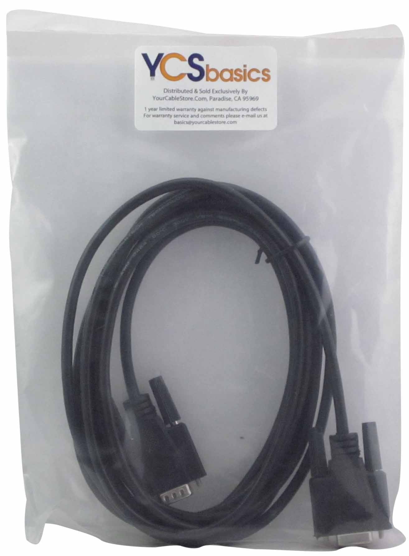 Ycs Basics Black Db9 9 Pin Serial / Rs232 Male/Female Extension Cable (10 Ft)