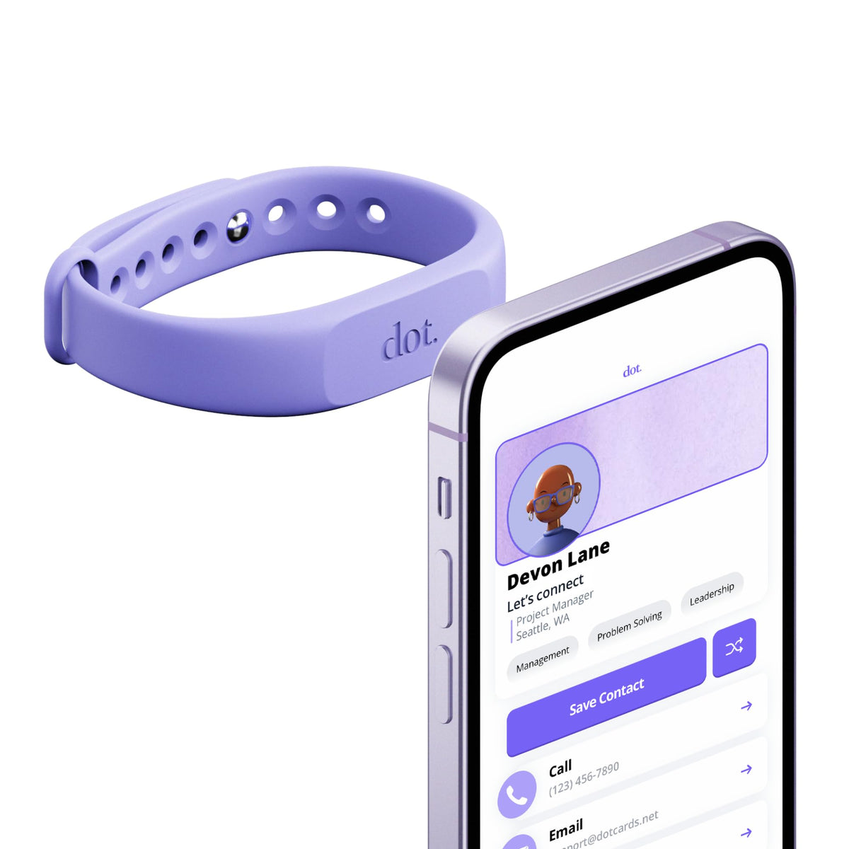 Dot. Band   Digital Business Card Wristband   Tap To Share Nfc   Iphone & Android (Purple)