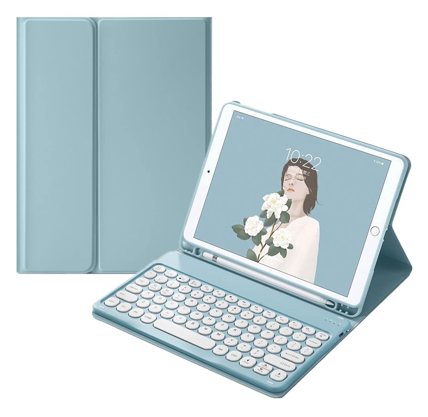 HENGHUI Keyboard Case for Galaxy Tab S9 FE+ / Tab S9+ / Tab S8+ / Tab S7 Plus/Tab S7 FE 12.4 inch Detachable Magnetic Color Keyb