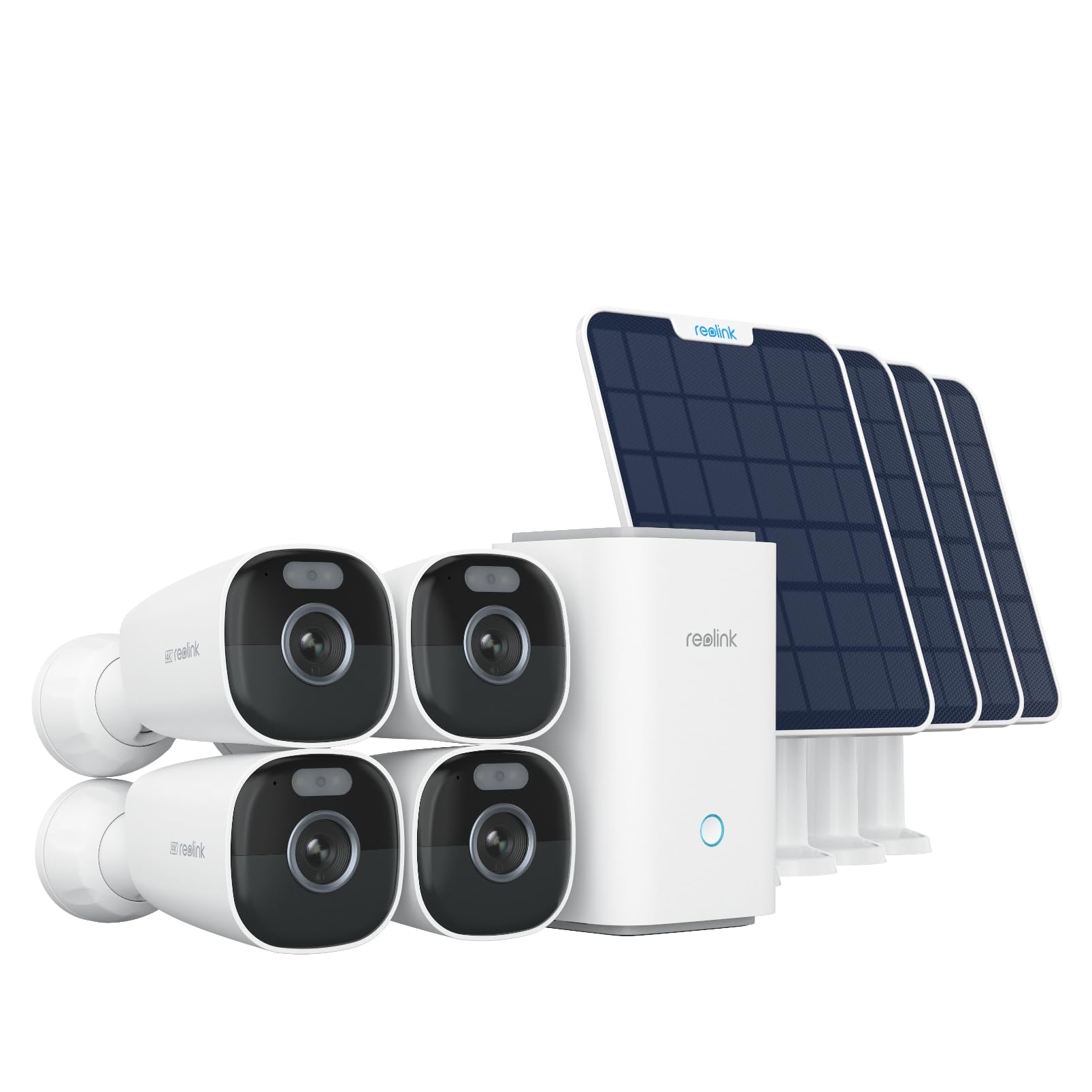 Reolink 4K Security Cameras Wireless Outdoor System, Encrypted 1 Year Local Storage, Color Night Vision, 2.4/5Ghz Wi Fi, Ai Detection, No Monthly Fee, Home Hub With 4X Eco Ultra+Solar Panel