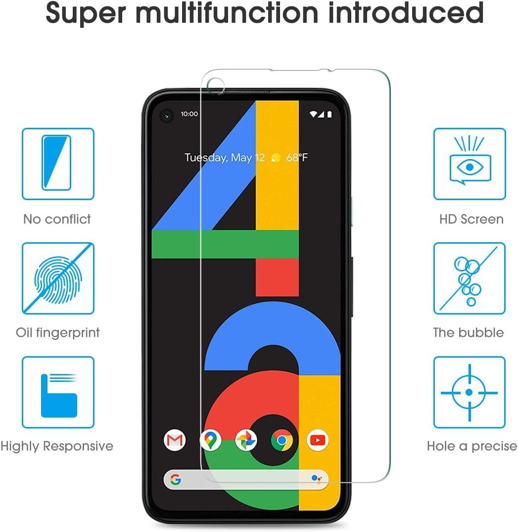 Omoton [4 Pack] Screen Protector For Google Pixel 4A (Not Fit For 4A 5G), Scratch Resistant/Easy Install/Bubble Free/Tempered Gl