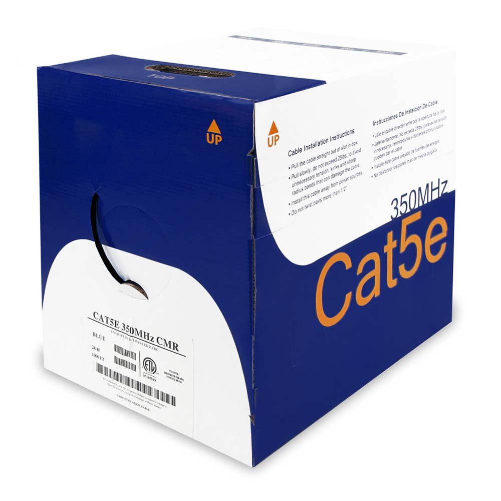 ACCL 1000Ft Cat.5E Solid Wire Bulk Cable Black CMR, 1 Pack