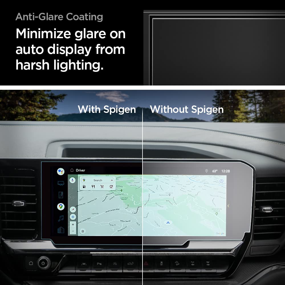 Spigen Tempered Glass Screen Protector [Glastr Slim] Designed For Chevrolet Silverado (2022/2023/2024/2025), Gmc Sierra (2022/2023/2024/2025) 13.4 Inch Dashboard Touchscreen   Matte/Anti Finger Print