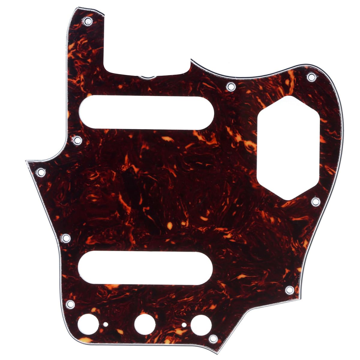 Musiclily Pro 10 Hole 65 60S Vintage Style Guitar Pickguard For Fender American Jaguar, 4Ply Tortoise Shell