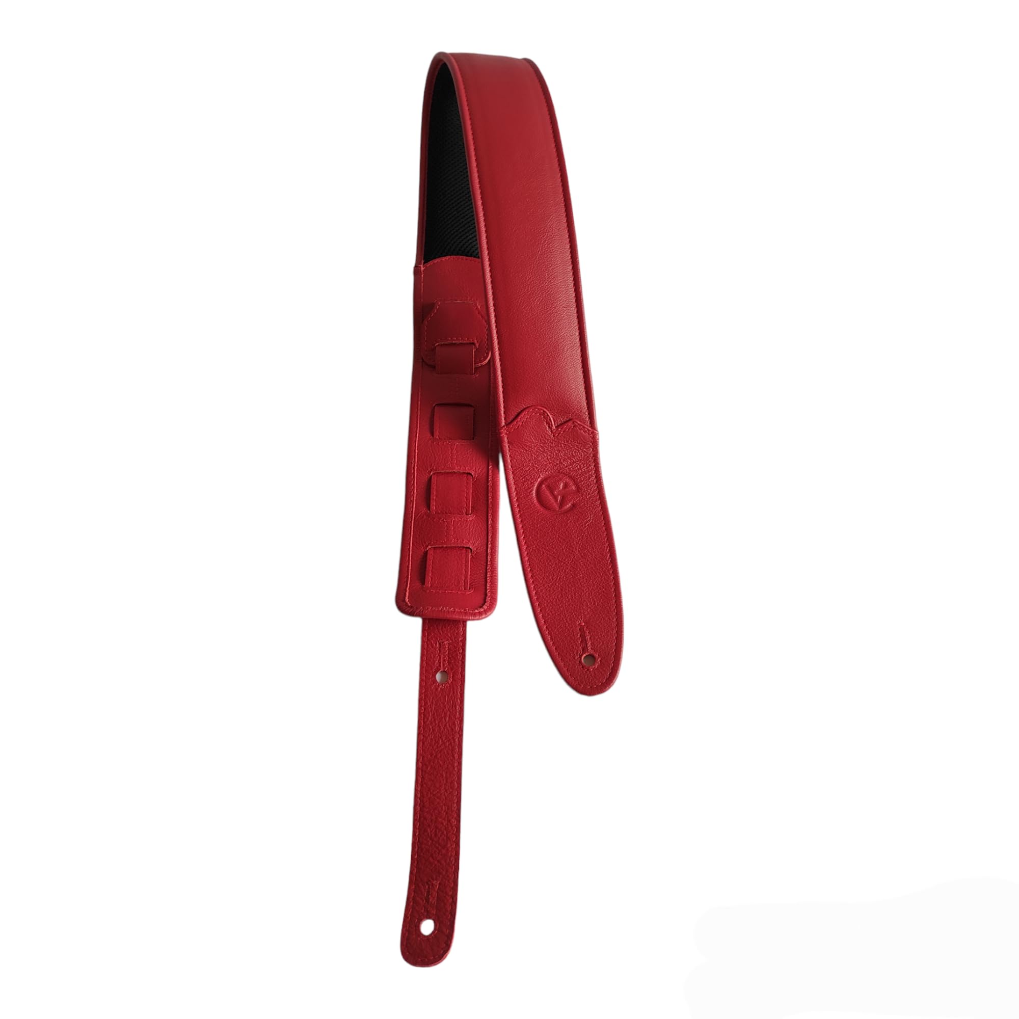 Ve CREATION Leather Guitar Strap for Bass, Electric, Acoustic, Heavy Guitars | 2.5 Inch Wide, Mesh Fabric Padded | Adjustable 42