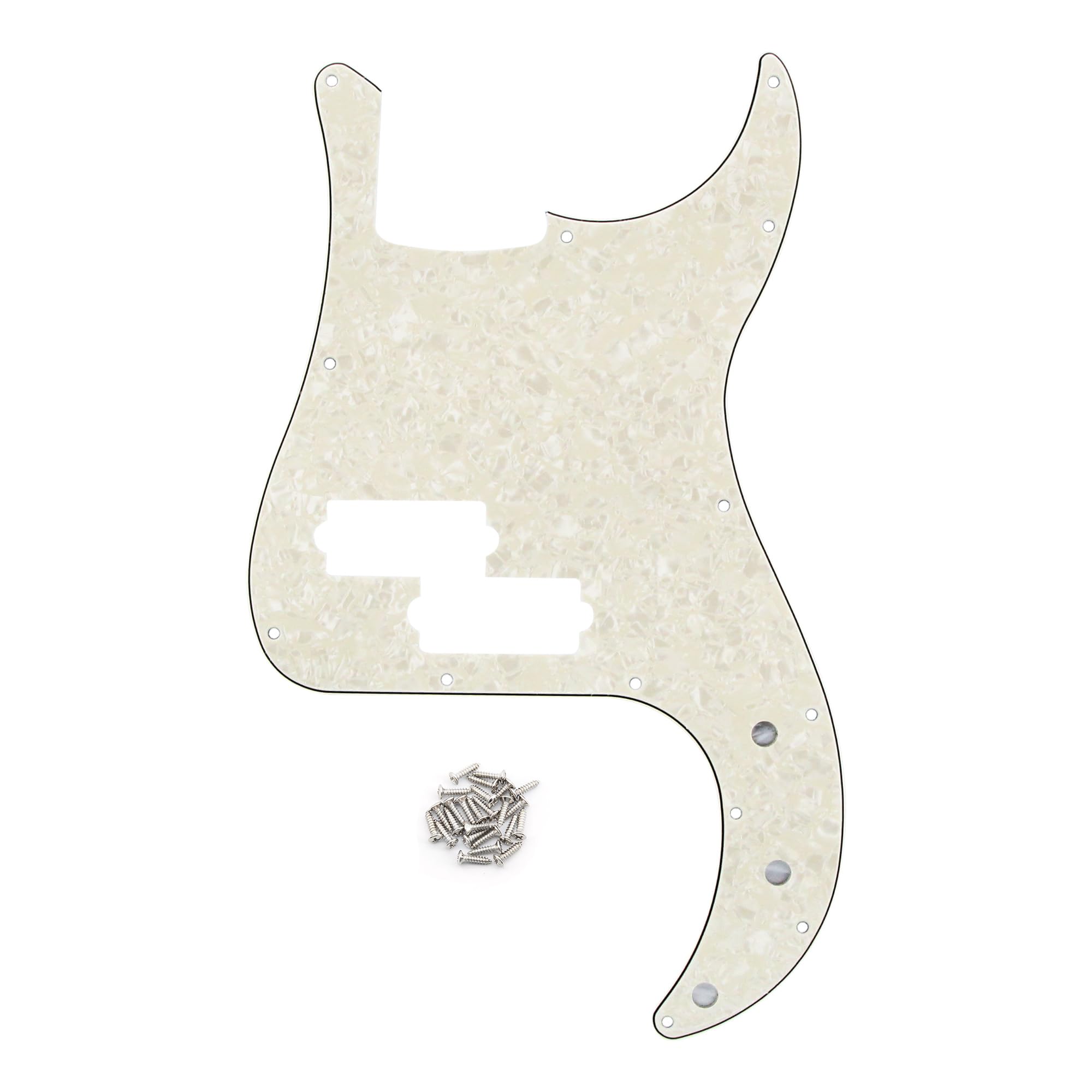 FLEOR 13 Hole P Bass Pickguard Guitar Scratch Plate Pick Guard for 4 String USA/Mexican Standard P Bass Style, 4Ply Aged Pearl