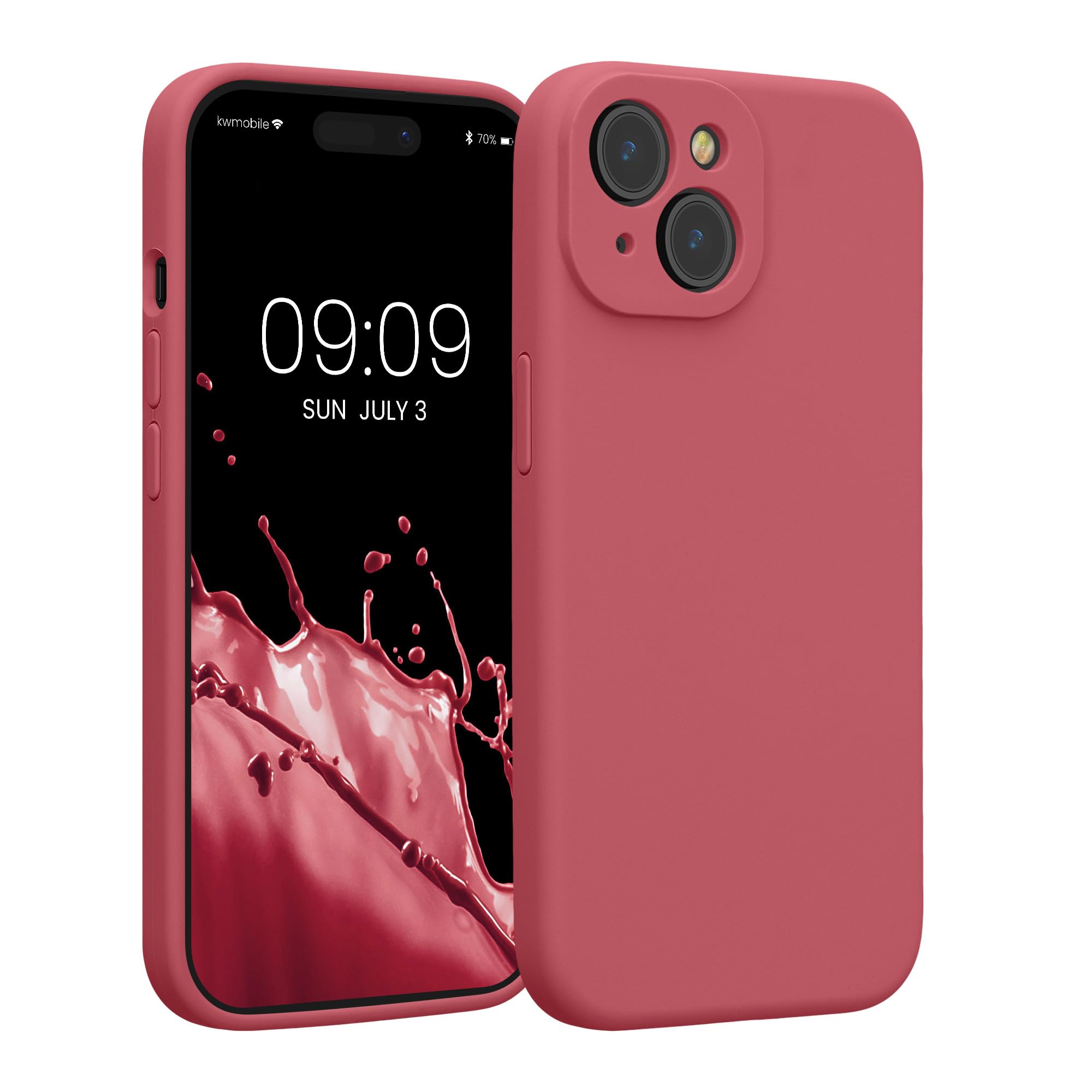 kwmobile Case Compatible with Apple iPhone 15 Case - Slim TPU Silicone Phone Cover - Soft Touch Finish - Dark Rose