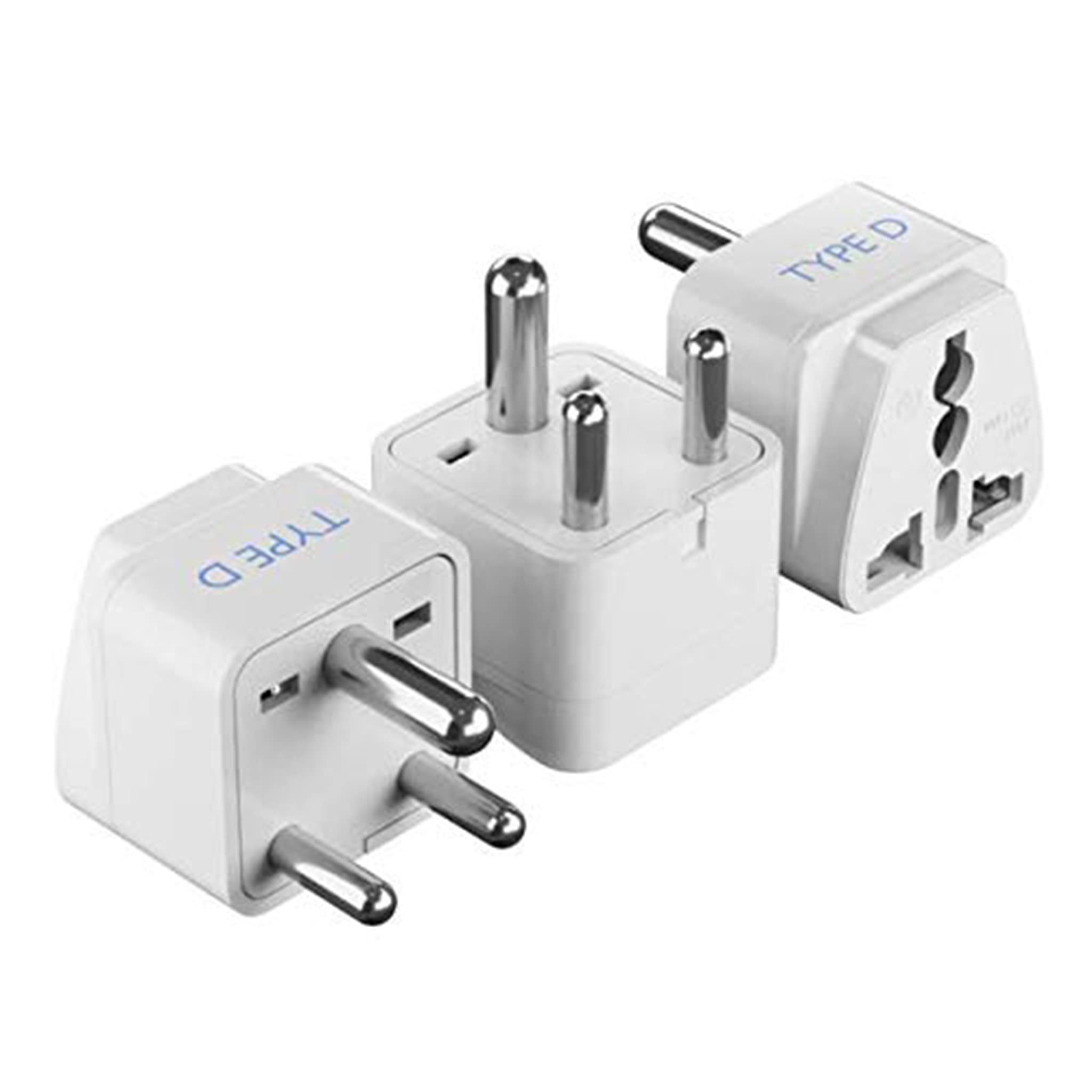 Ceptics India Travel Plug Adapter (Type D) For Pakistan, Nepal, Bangladesh   3 Pack [Grounded & Universal] (Gp 10 3Pk)