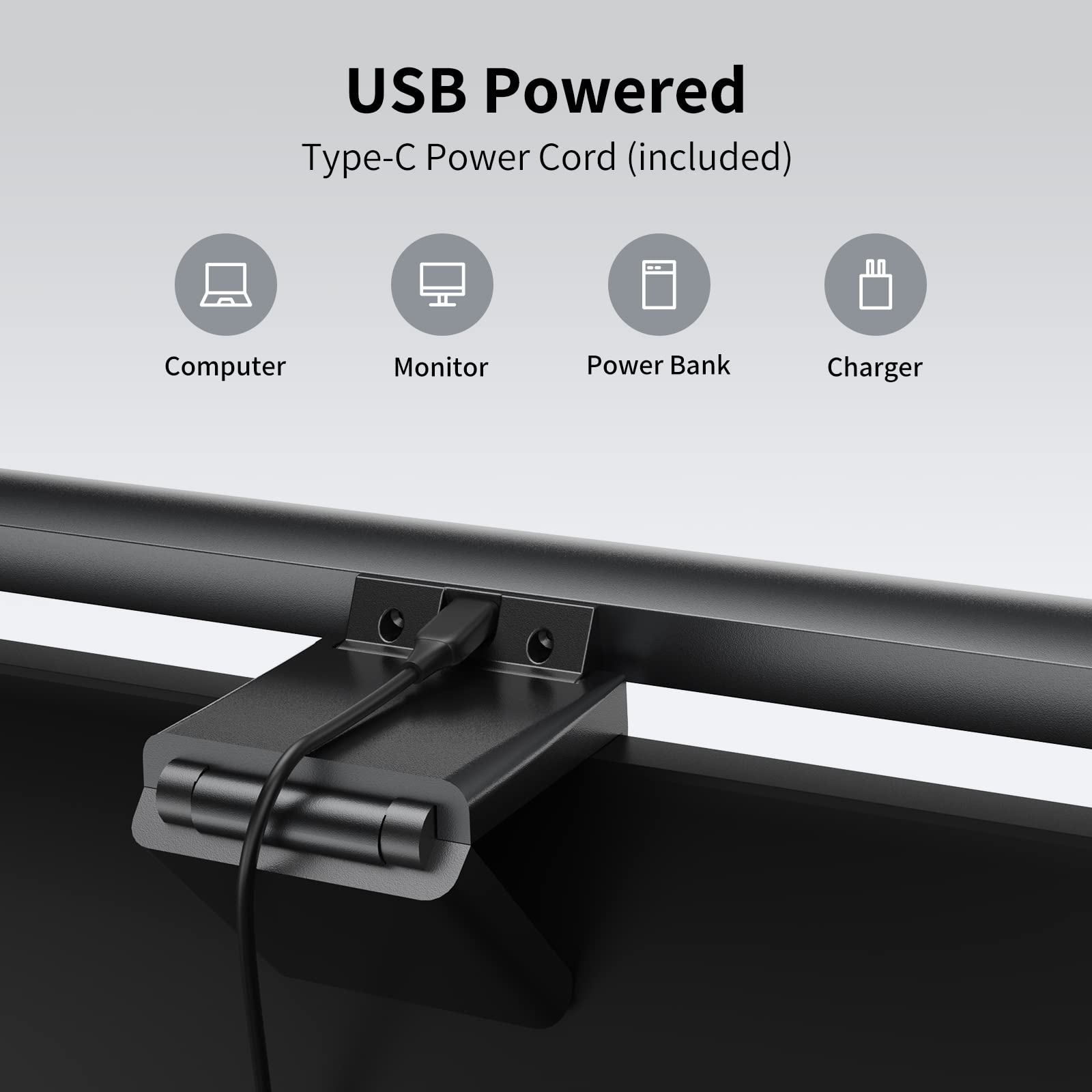 Funlicht Monitor Light Bar, Computer Monitor Lamp For Eye Caring Led Dimmable Screen Light Bar, Touch Control Usb Powered Screen