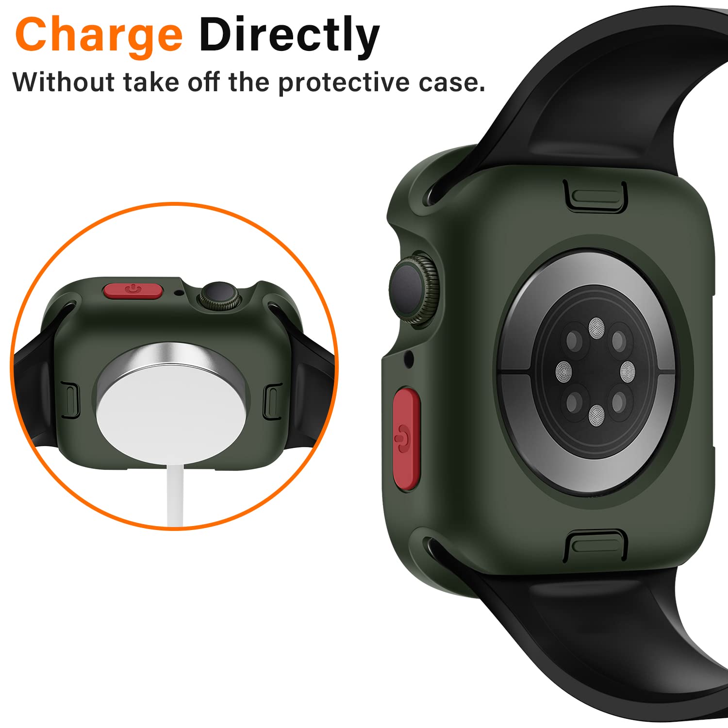Amizee Rugged Case Compatible With Apple Watch Case Series 9/8/7 41Mm Series 6/Se/5/4 40Mm, Soft Tpu Shockproof Bumper Drop Proo