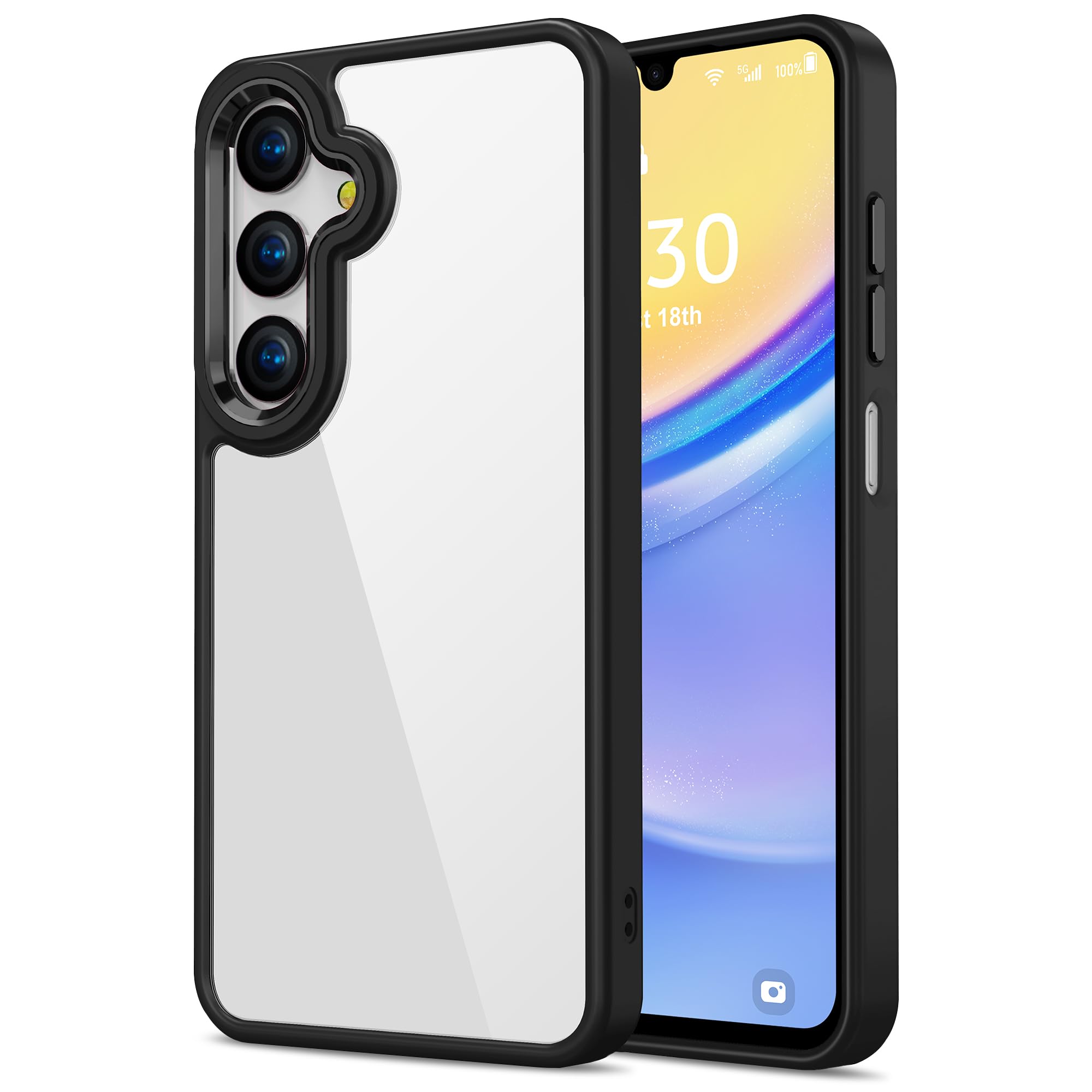HOOMIL Case for Samsung Galaxy A16, Non-Yellowing, Drop Protection, Anti-Scratch Transparent Hard Back Phone Cover - Black