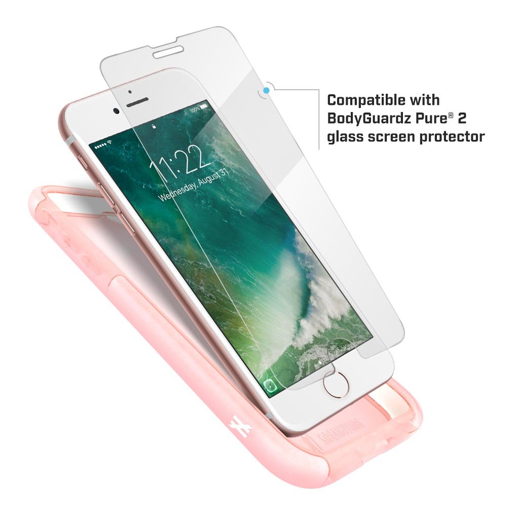 Bodyguardz   Ace Pro Case For Apple Iphone Se 2Nd Gen, 7 And 8 (Not Plus), Extreme Impact And Scratch Protection (Pink/White)