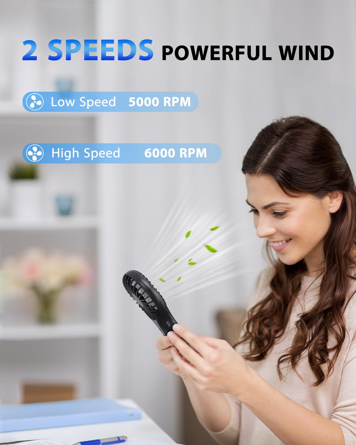 Tripole Mini Handheld Fan 5000Mah Battery Operated Small Fan 2 Speeds Powerful Personal Portable Fan Cute Design Usb Rechargeabl