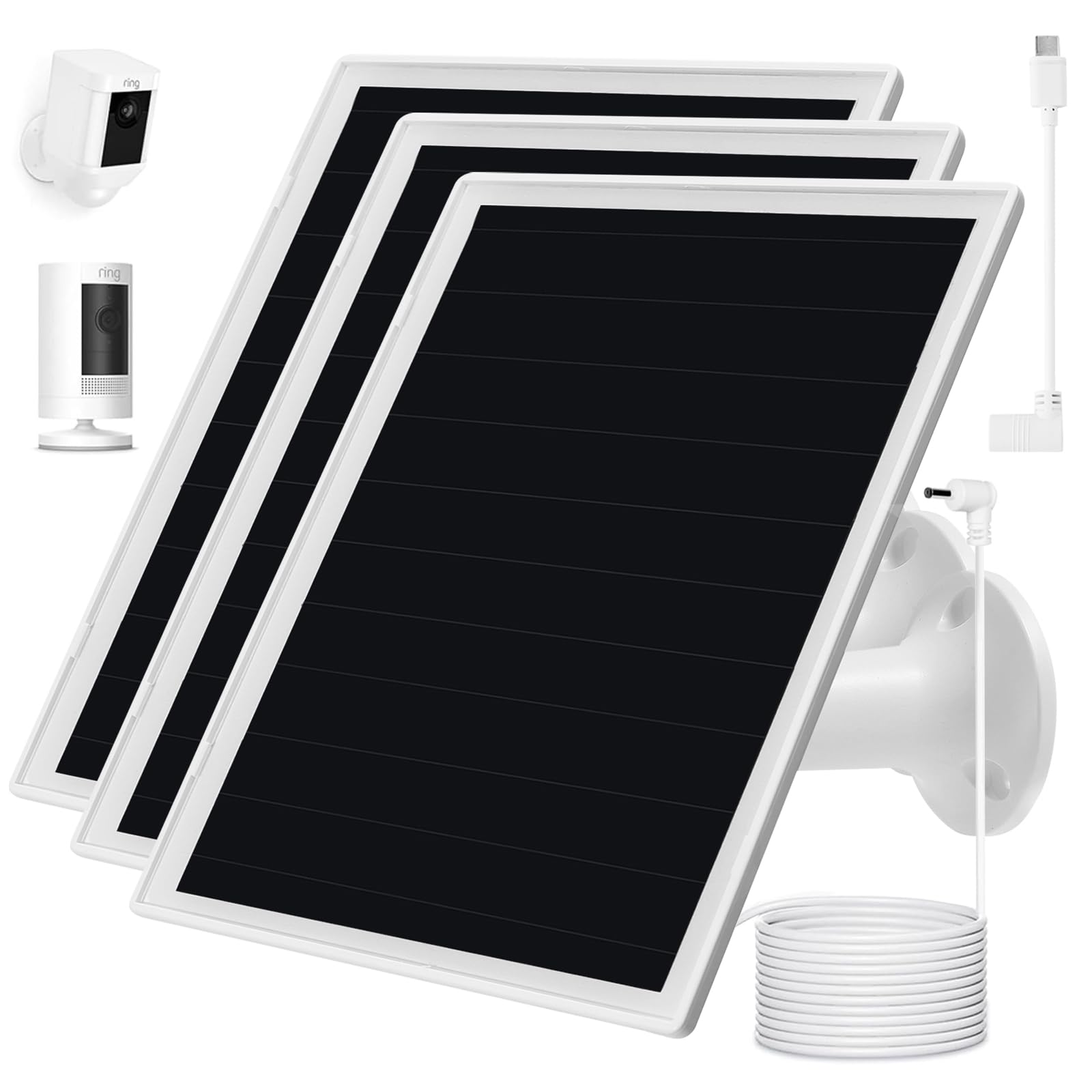 Solar Panel Charger for Ring Camera, Compatible with Ri ng Stick Up Cam Battery, Ring Spotlight Plus/Pro Battery,Waterproof, 5V 