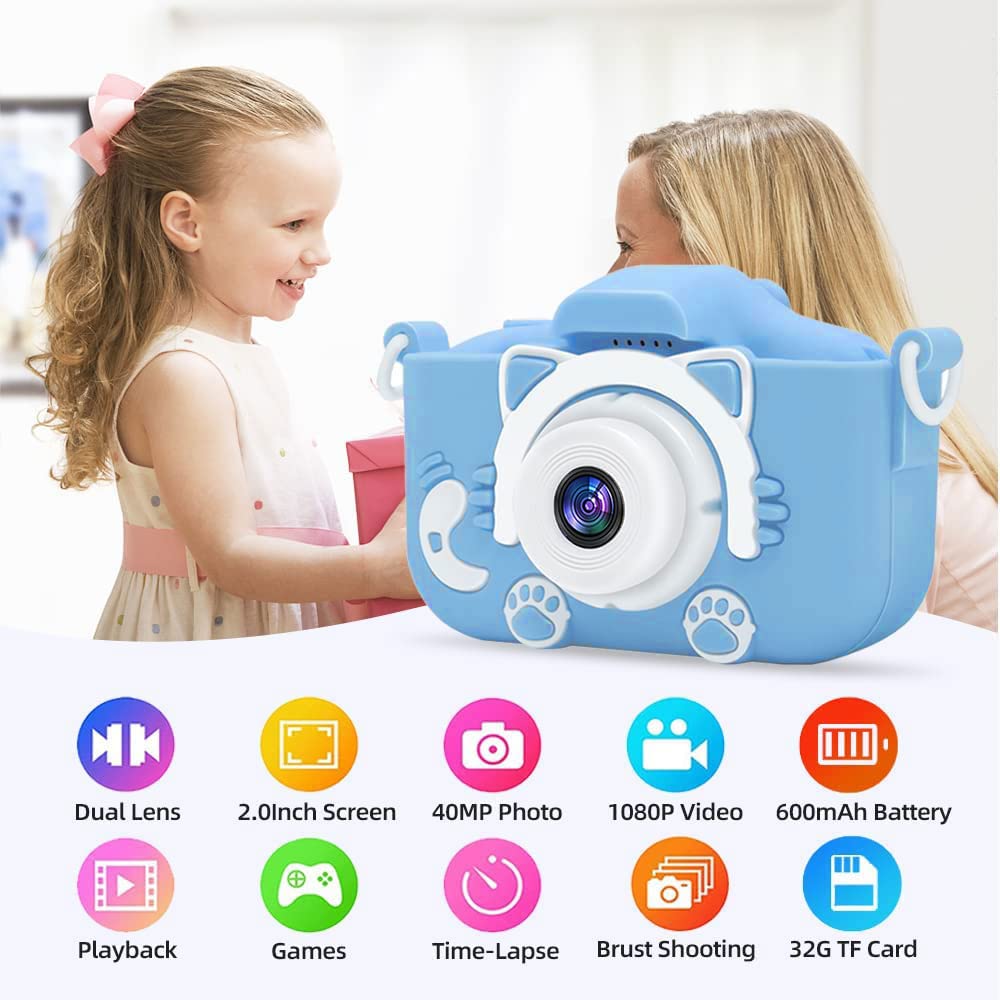 Yue3000 Upgrade Kids Cat Camera,Gifts For Boys And Girls Of Age 3 9, 1080P Hd Digital Video Cameras For Toddler, 20M High  Defin